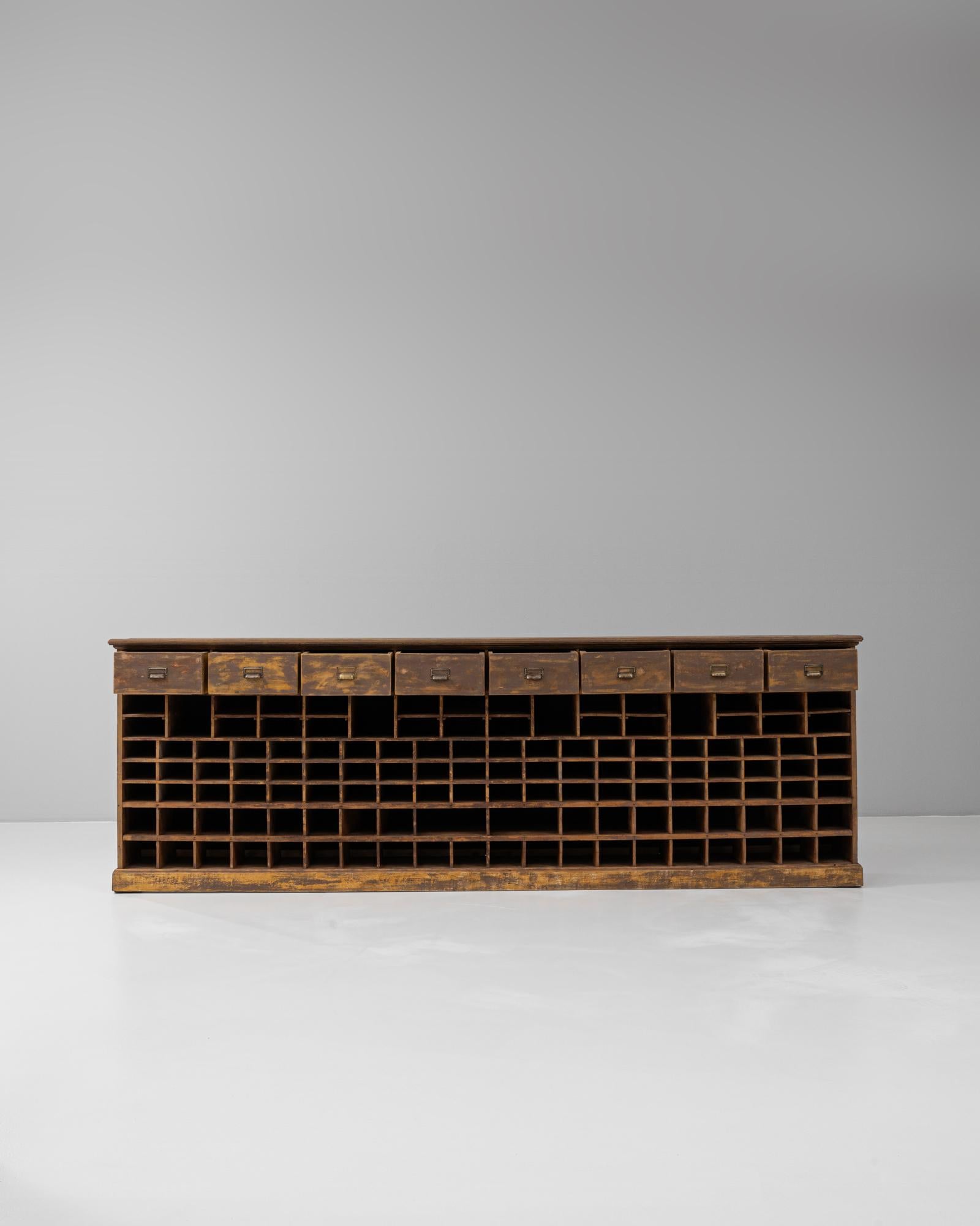 20th Century French Wooden Sorting Cabinet with Drawers In Good Condition For Sale In High Point, NC
