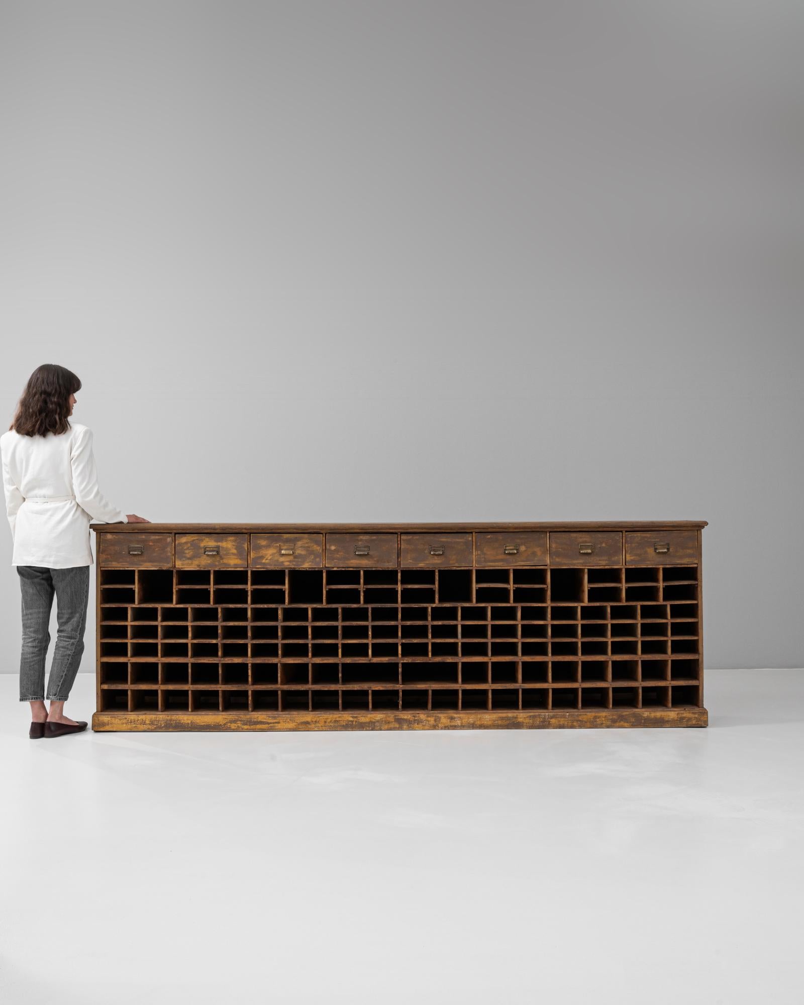 20th Century French Wooden Sorting Cabinet with Drawers For Sale 1