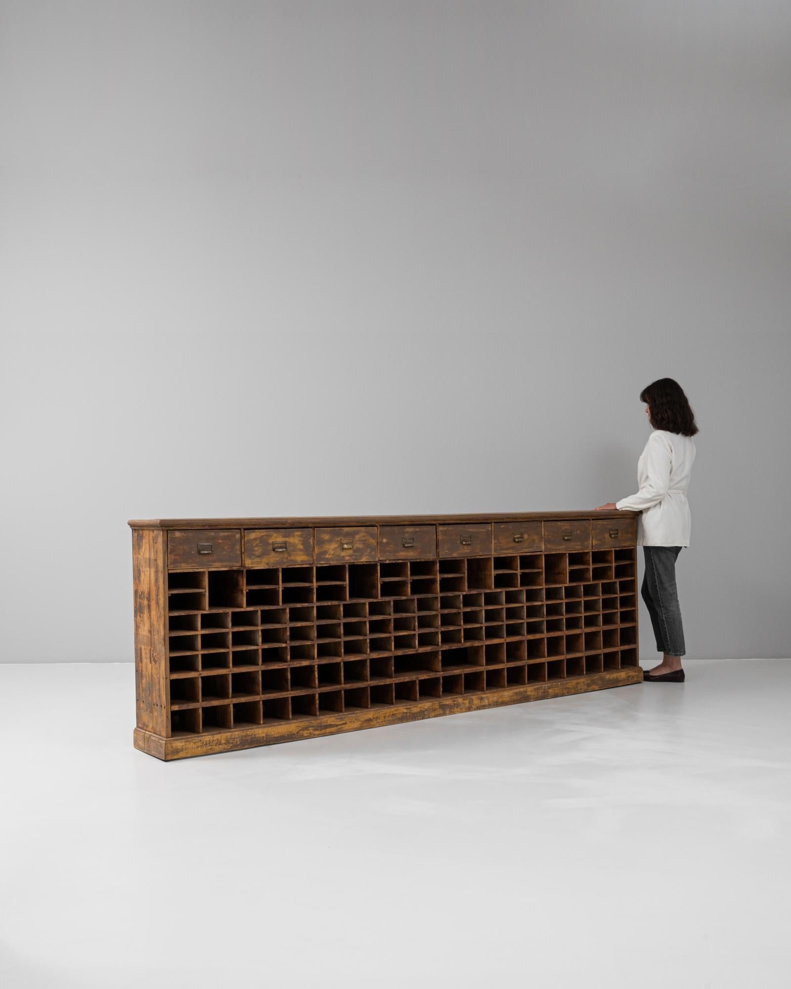 20th Century French Wooden Sorting Cabinet with Drawers For Sale 3