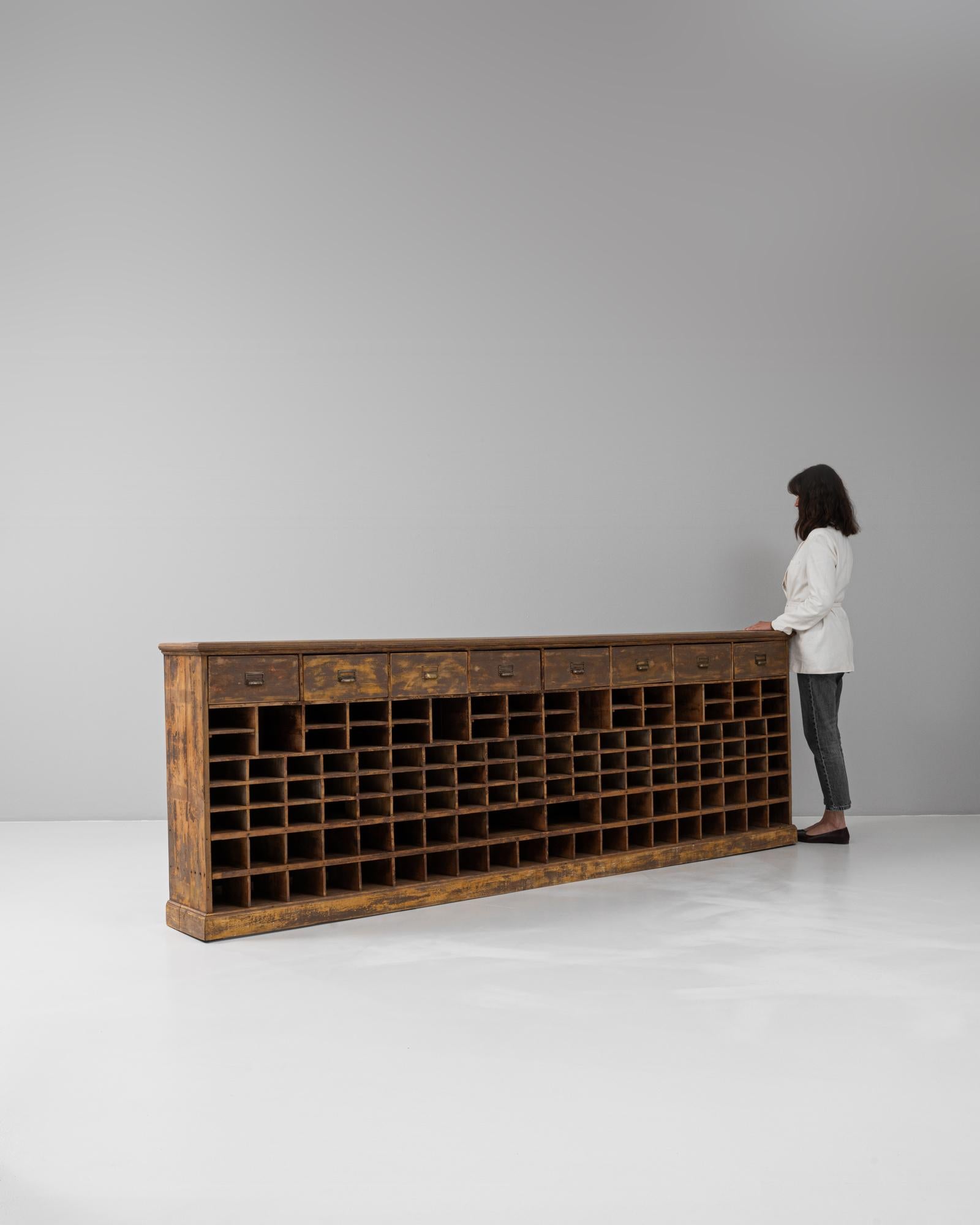 20th Century French Wooden Sorting Cabinet with Drawers For Sale 4