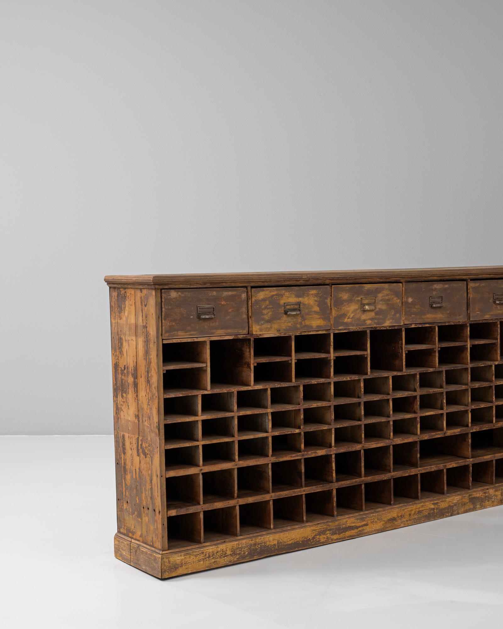 20th Century French Wooden Sorting Cabinet with Drawers For Sale 5