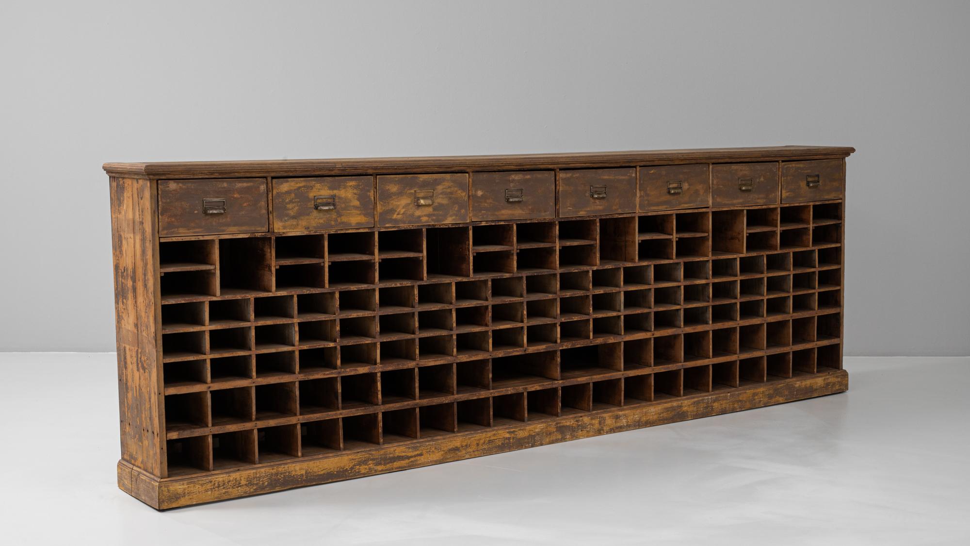 20th Century French Wooden Sorting Cabinet with Drawers For Sale 6
