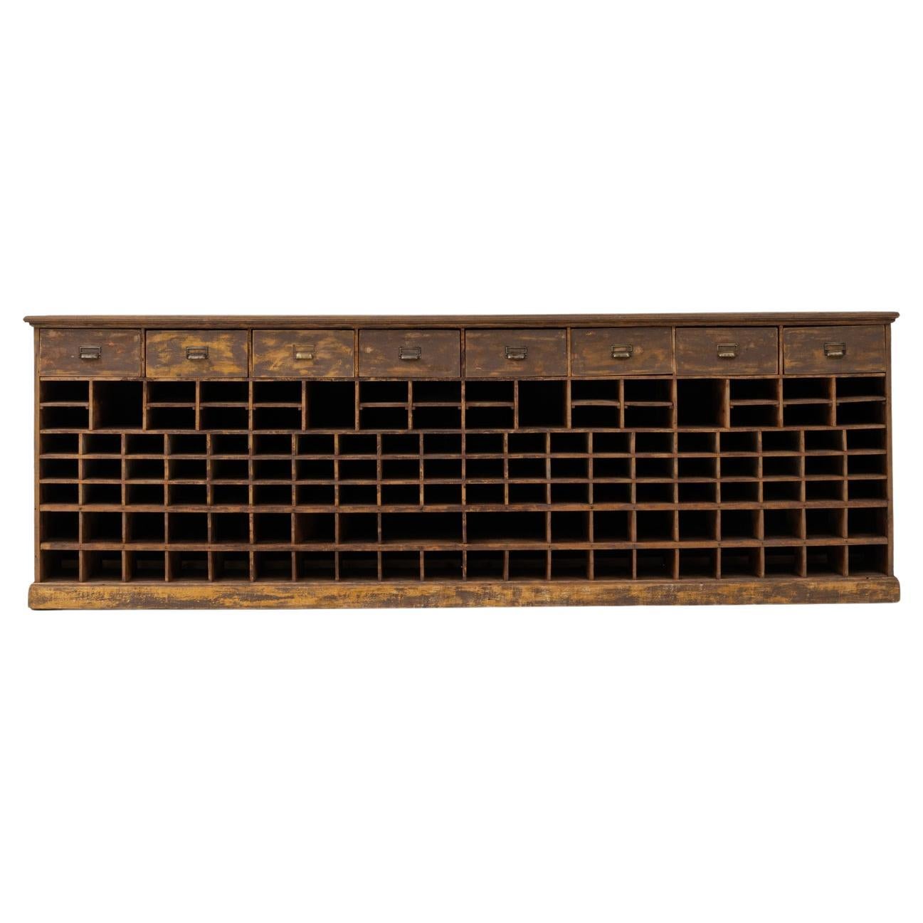 20th Century French Wooden Sorting Cabinet with Drawers For Sale