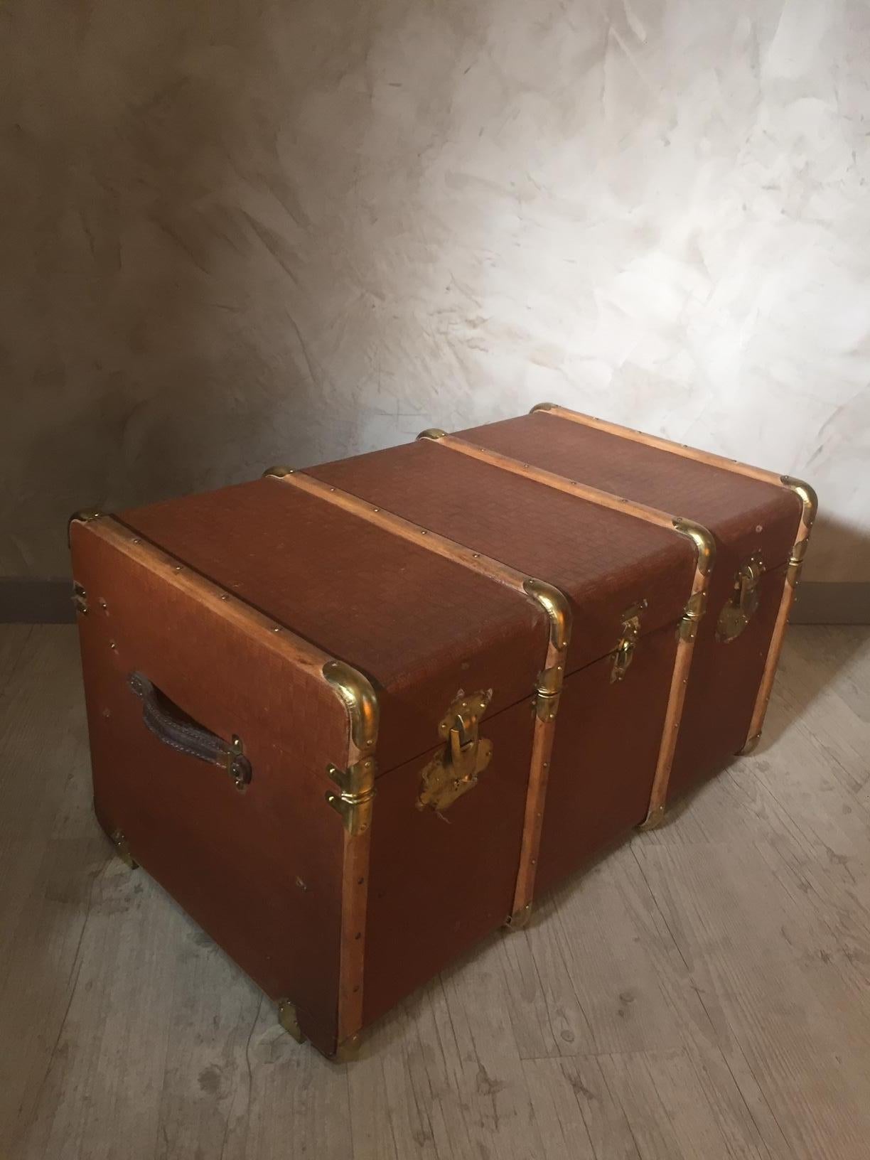 20th Century, French Wooden Travel Trunk, 1930s 3