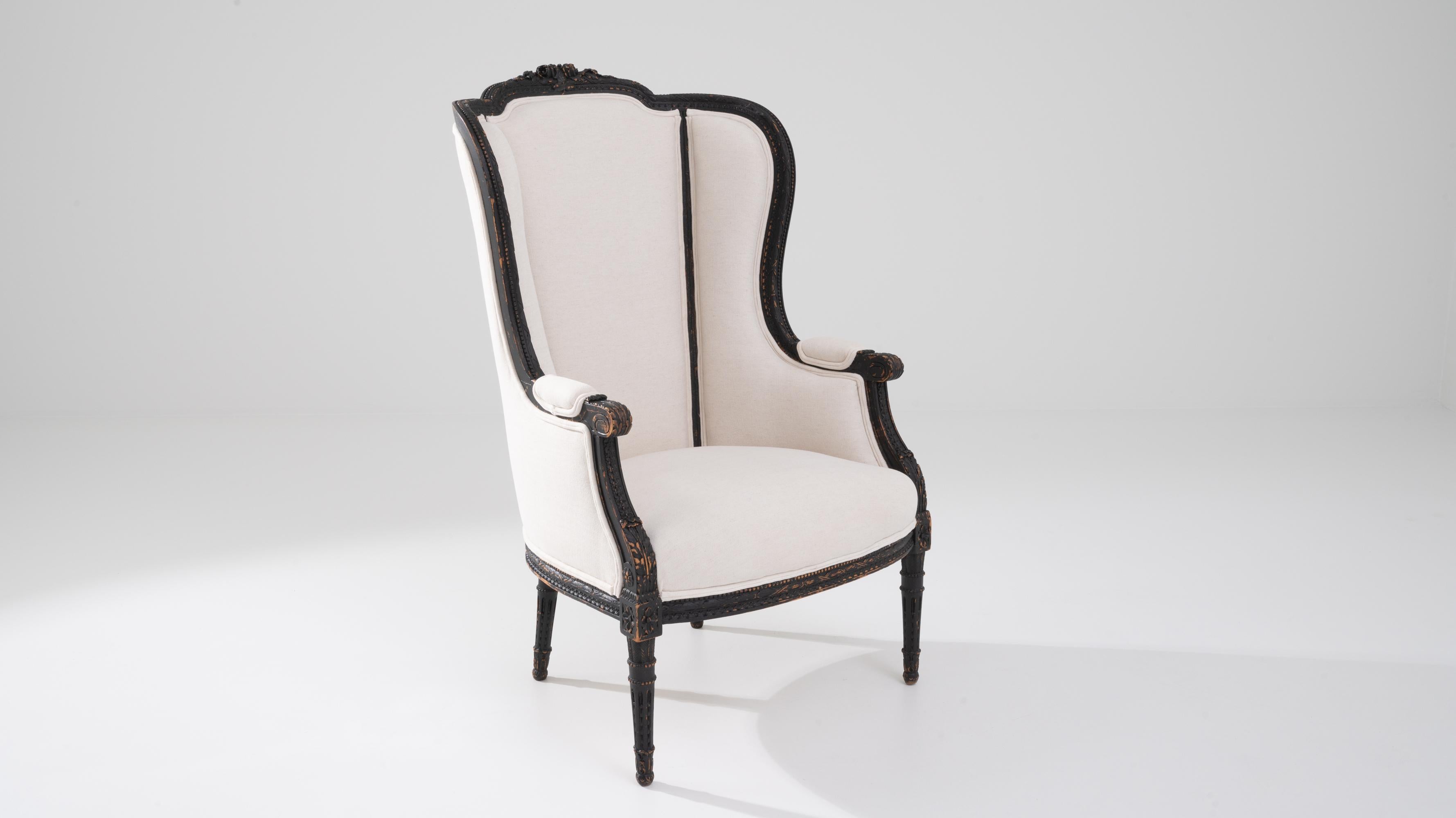 20th Century French Wooden Upholstered Armchair 5