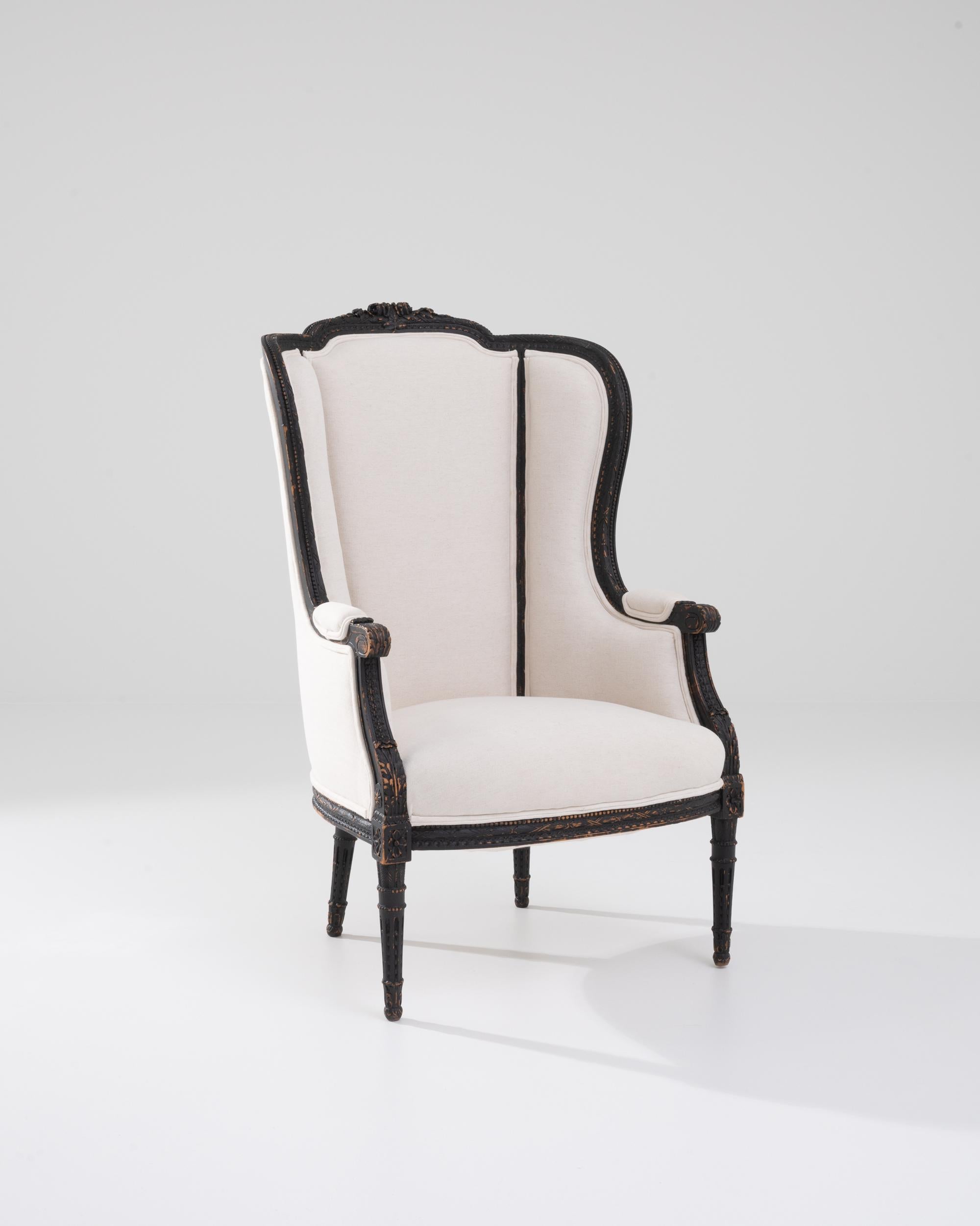 French Provincial 20th Century French Wooden Upholstered Armchair