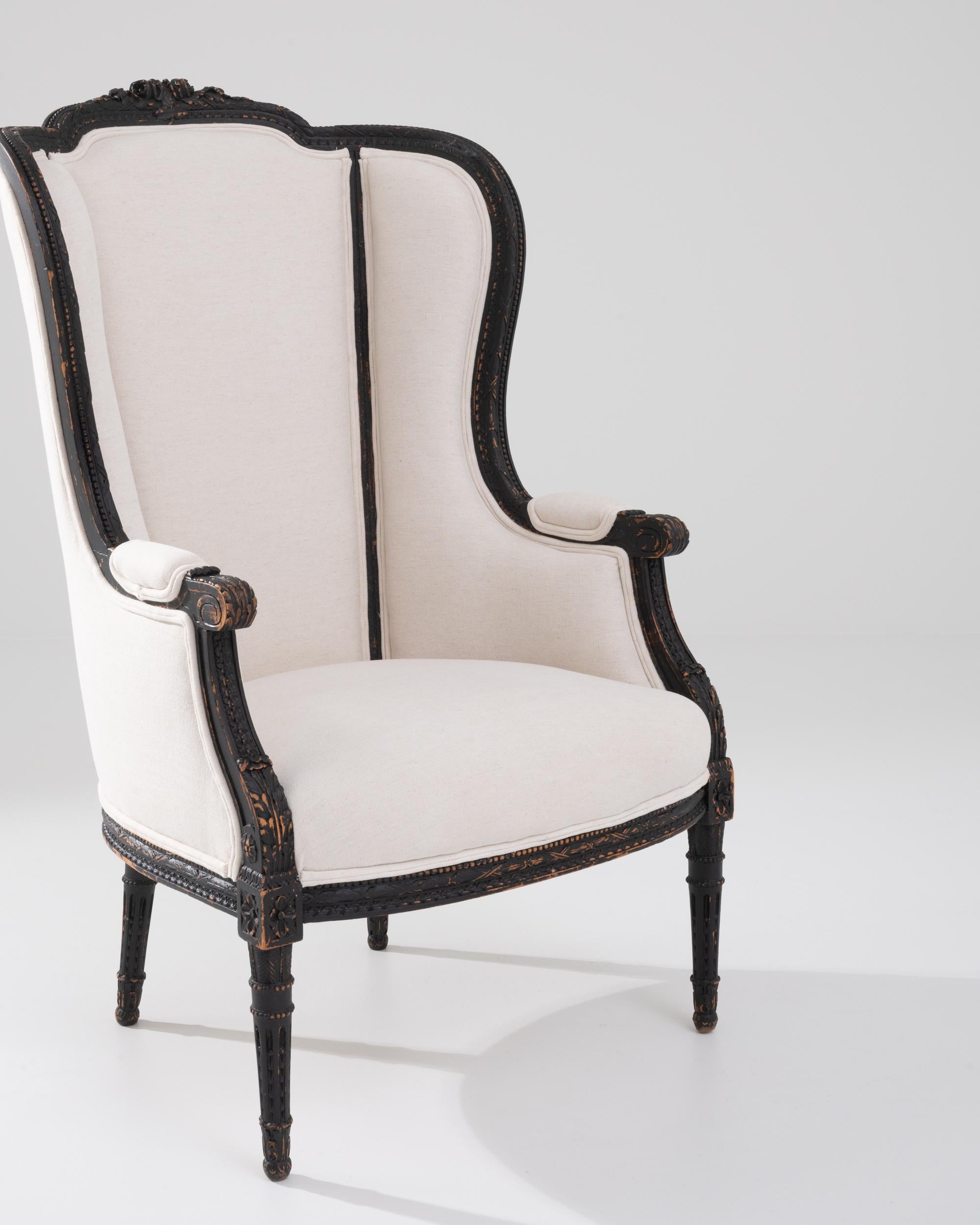 20th Century French Wooden Upholstered Armchair 4