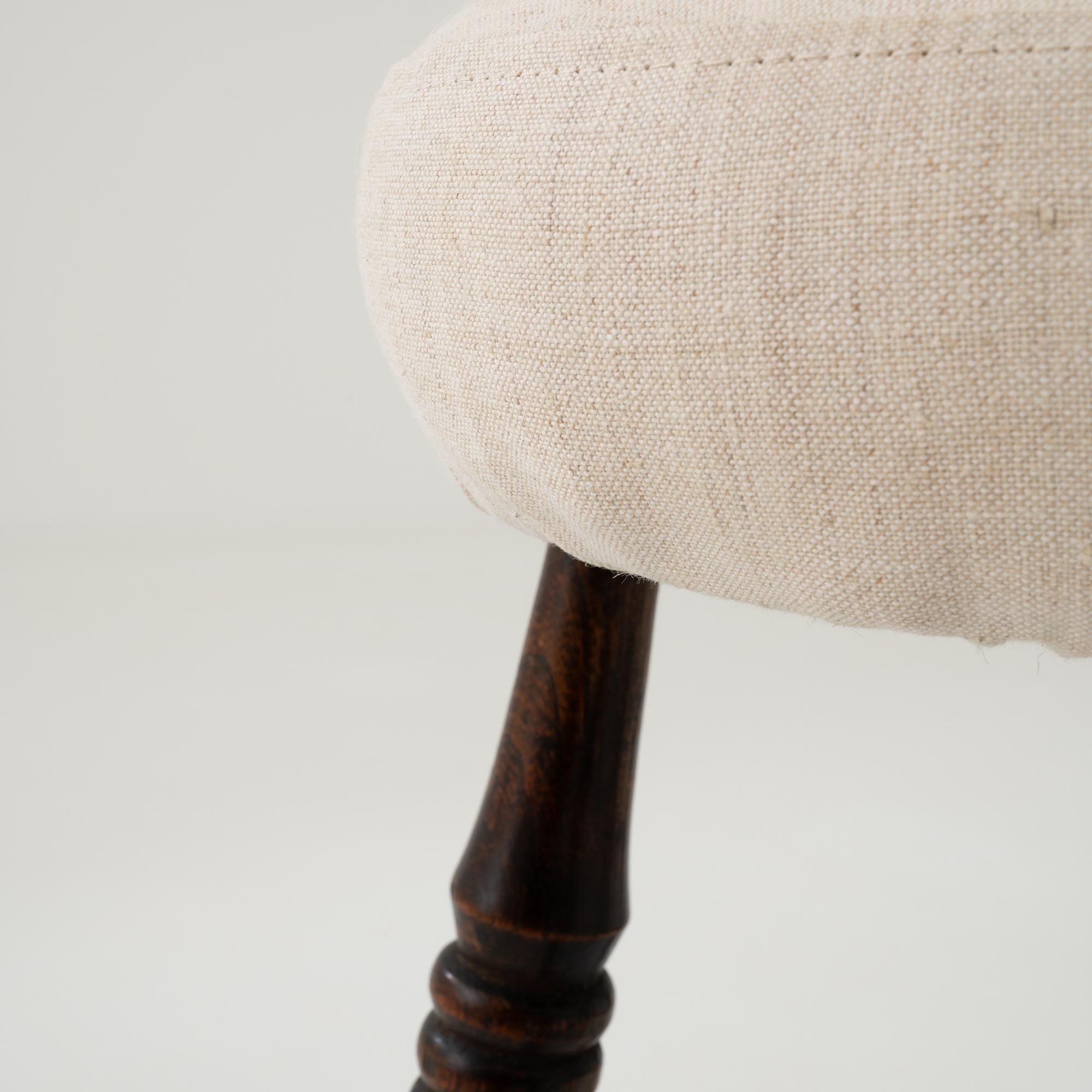20th Century French Wooden Upholstered Stool  3