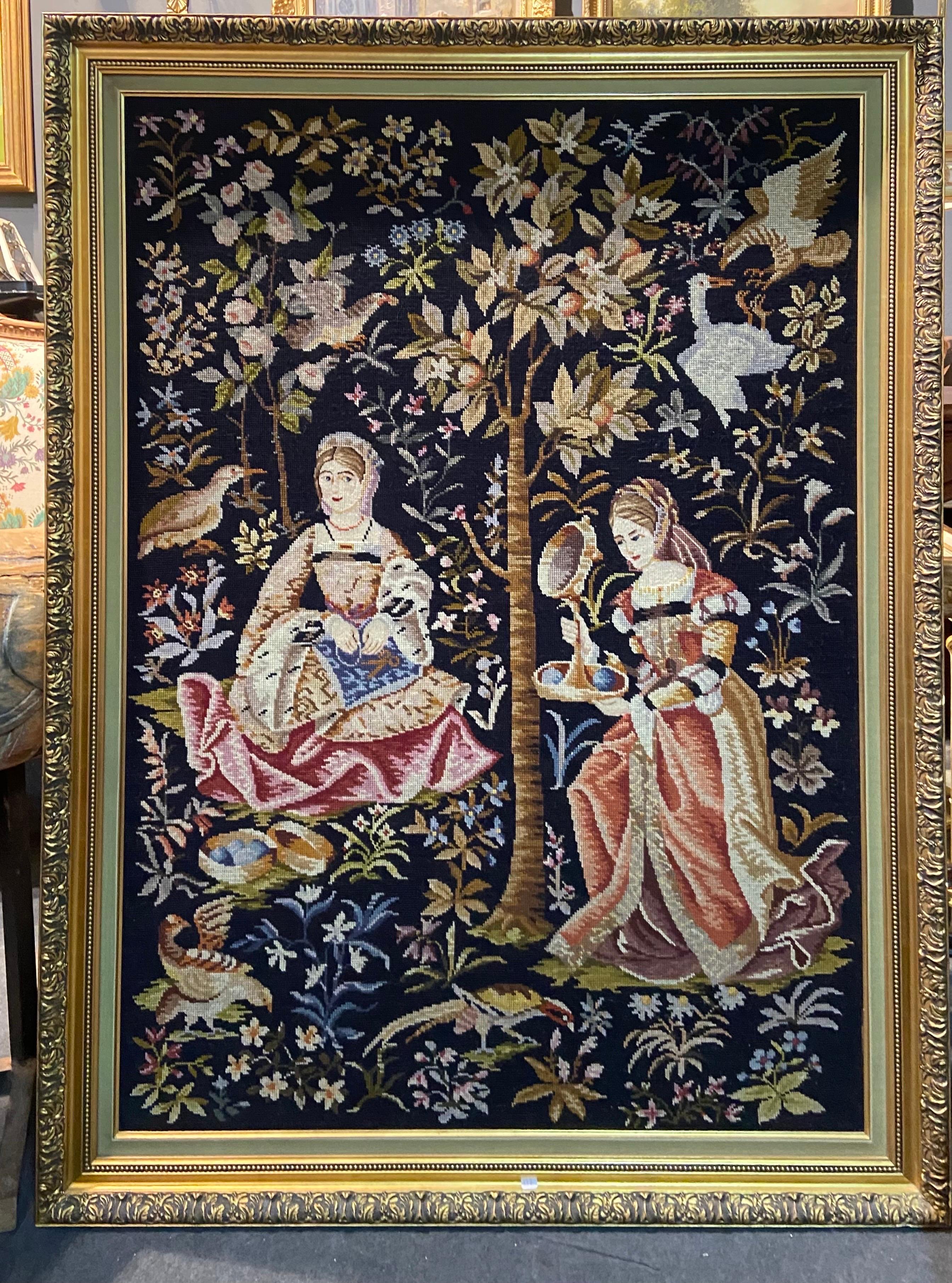Französischer Wandteppich aus Wolle im Stil der Aubusson-Manufaktur aus dem 20. Jahrhundert im Angebot 1