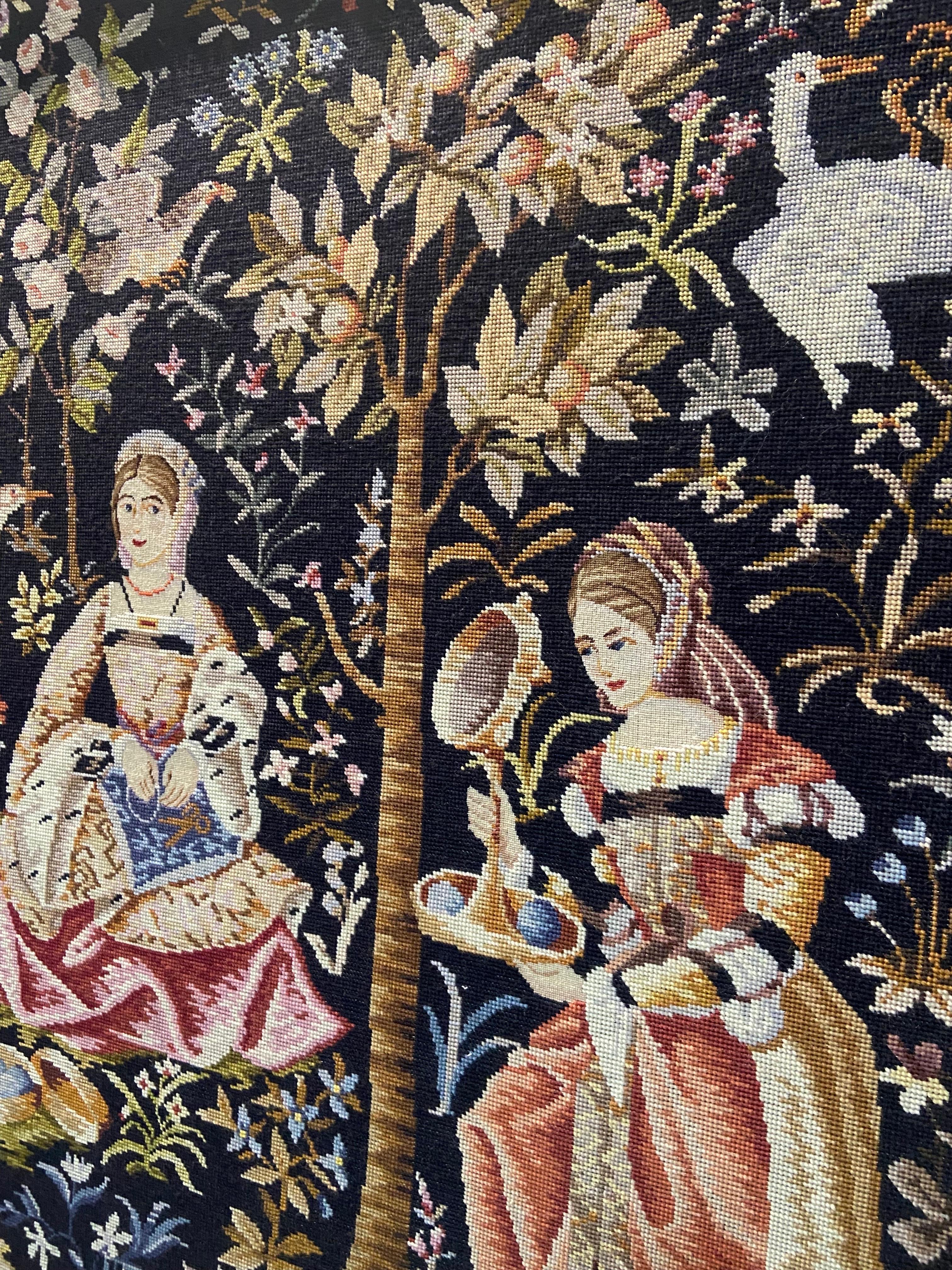 Französischer Wandteppich aus Wolle im Stil der Aubusson-Manufaktur aus dem 20. Jahrhundert im Angebot 4