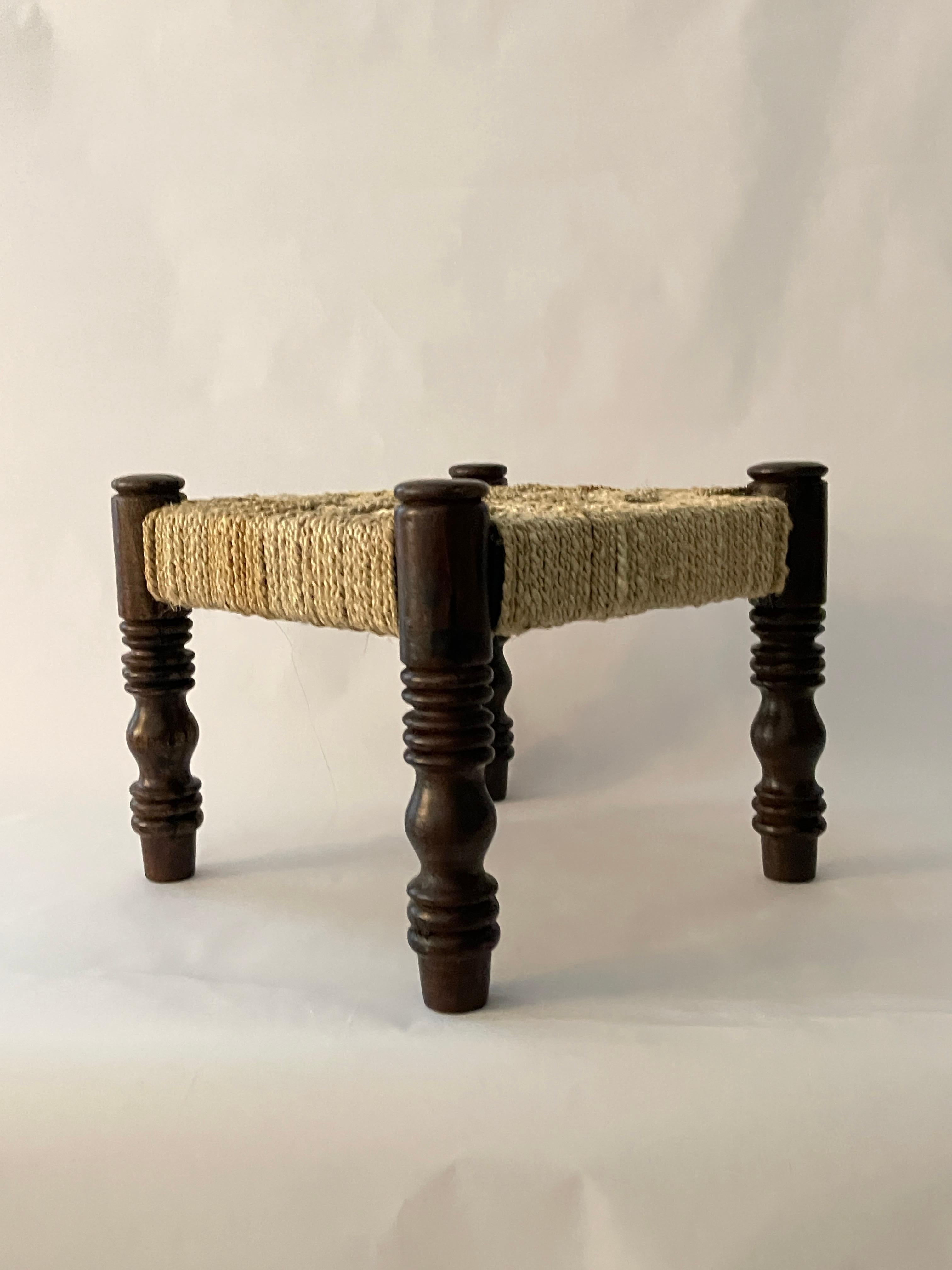 Cotton 20th Century French Woven Mini Stool For Sale