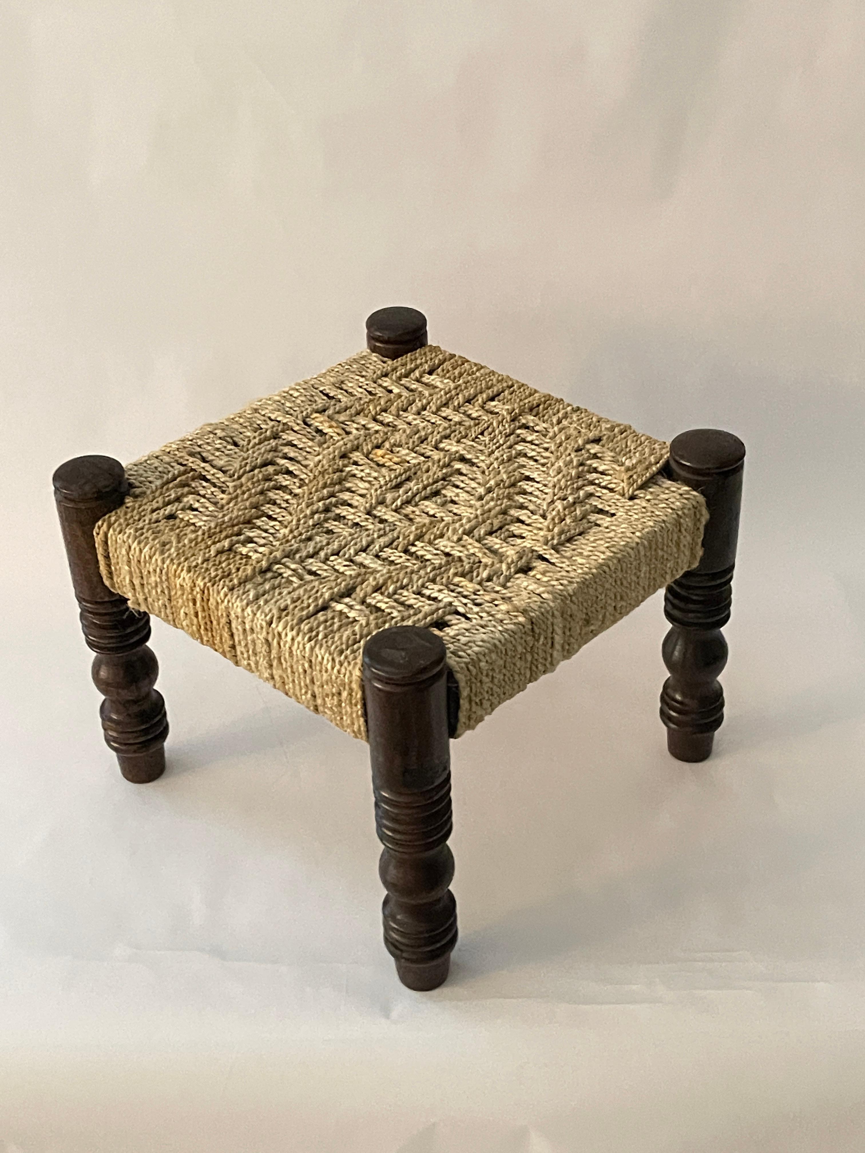 20th Century French Woven Mini Stool For Sale 1