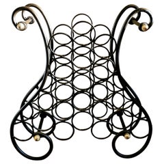 20th Century French Wrought Iron and Brass Wine Rack