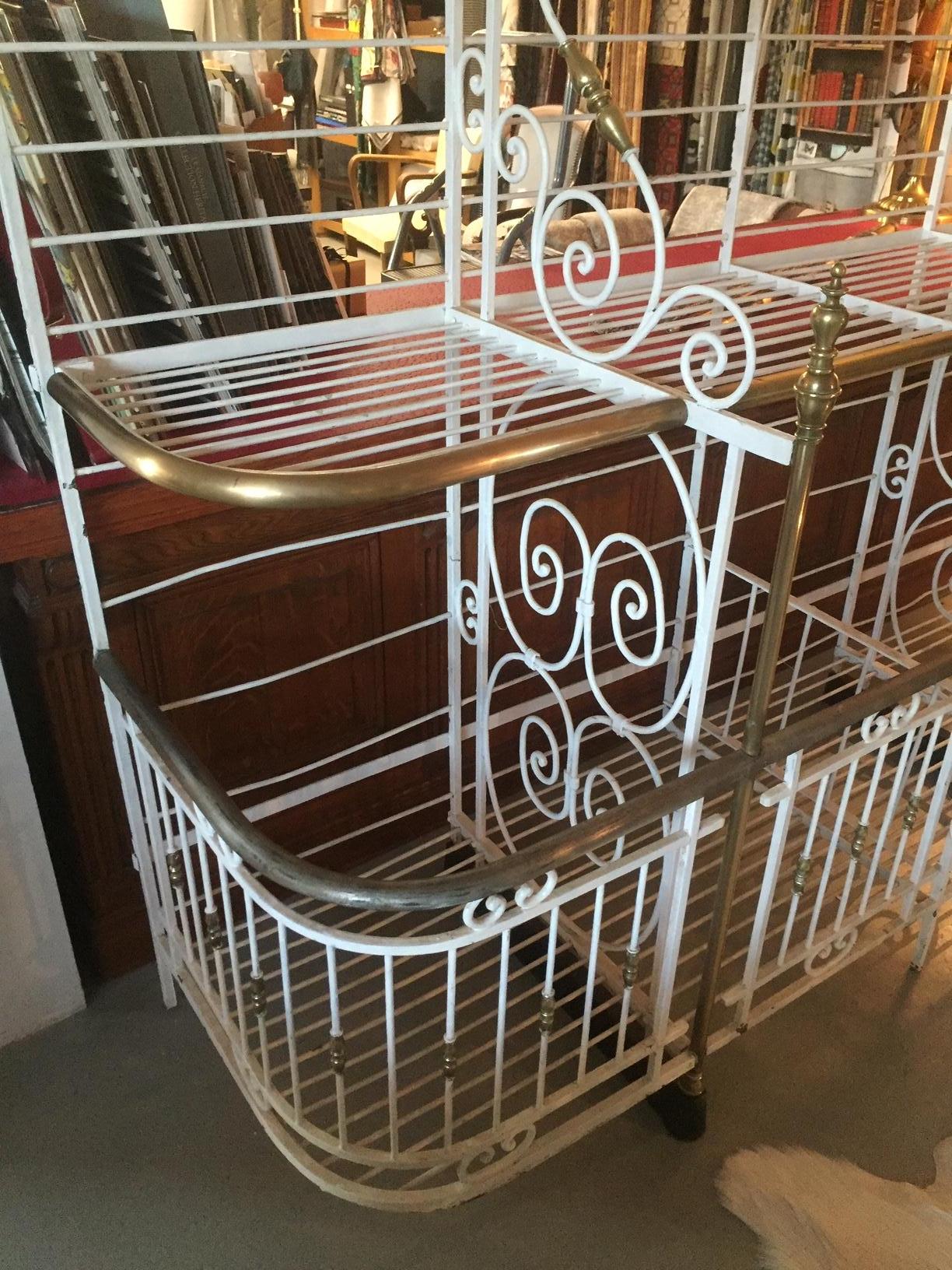 Early 20th Century 20th Century, French Wrought Iron and Gilted Brass Baker's Rack, 1920s