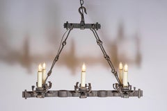20th Century French Wrought Iron Chandelier