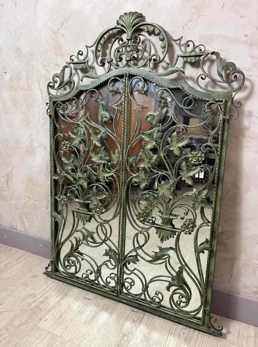 Français Miroir en fer forgé français du 20e siècle, 1970 en vente