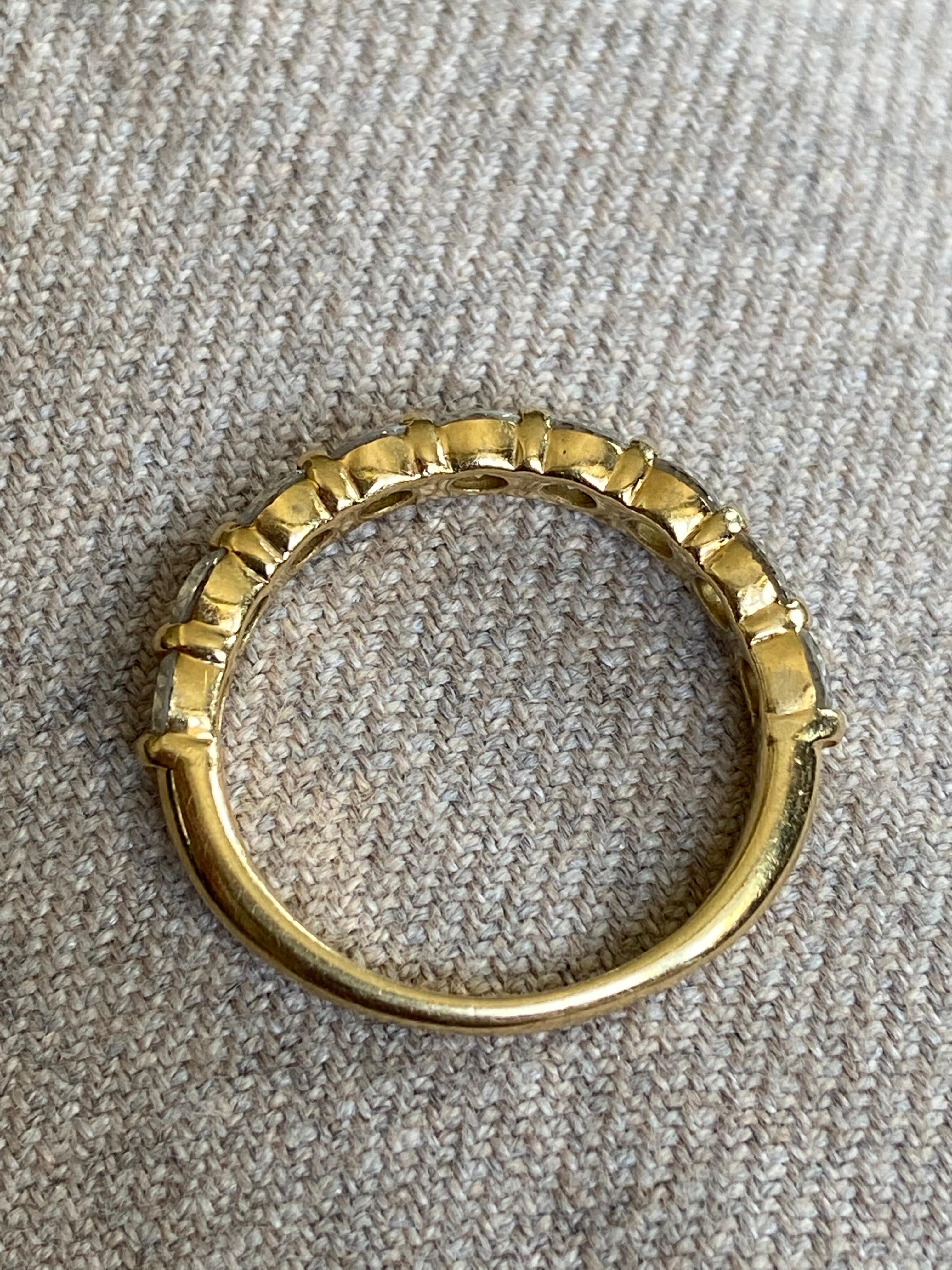 20th Century French Yellow Gold Alliance Ring with Nine Round Diamonds For Sale 1