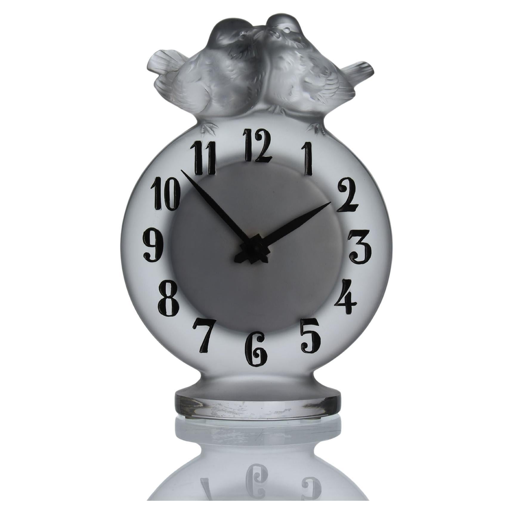 20th Century Frosted Glass "Antoinette Clock" by Lalique For Sale