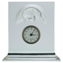 20th Century Frosted Glass Clock entitled "Chat Horloge" by Marc Lalique