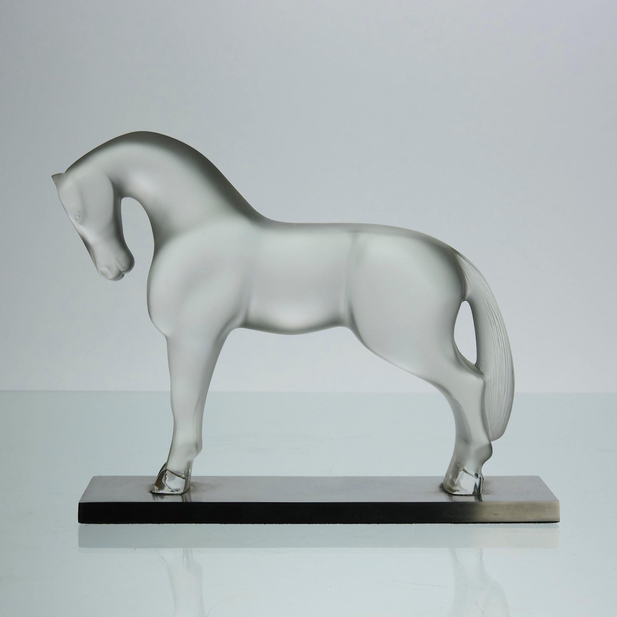 French 20th Century Frosted Glass Sculpture entitled 