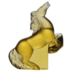 Skulptur aus Milchglas des 20. Jahrhunderts mit dem Titel "Cheval Kazak" von Lalique Glass