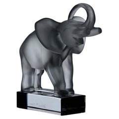 20th Century Frosted Glass Sculpture Entitled "Standing Elephant" by Lalique