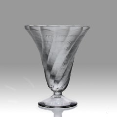 20th Century Frosted Glass Vase entitled "Cornet Vase" by Marc Lalique