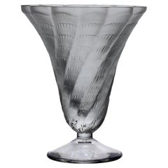 20th Century Frosted Glass Vase entitled "Cornet Vase" by Marc Lalique