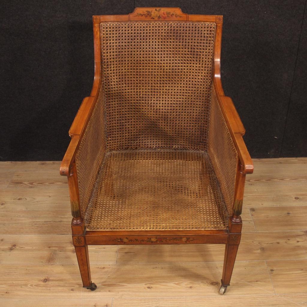 20th Century Fruitwood and Cane English Armchair Chair, 1930 7