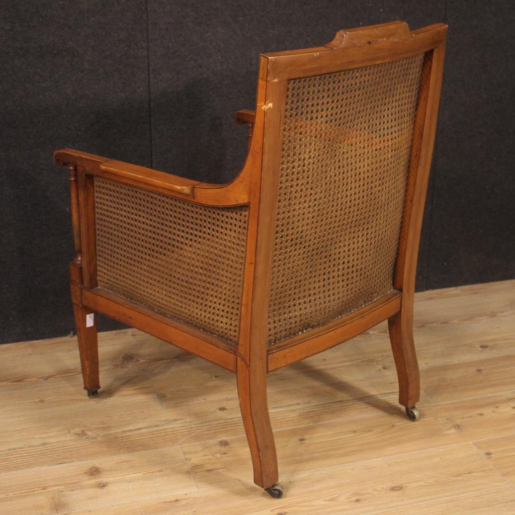 20th Century Fruitwood and Cane English Armchair Chair, 1930 3