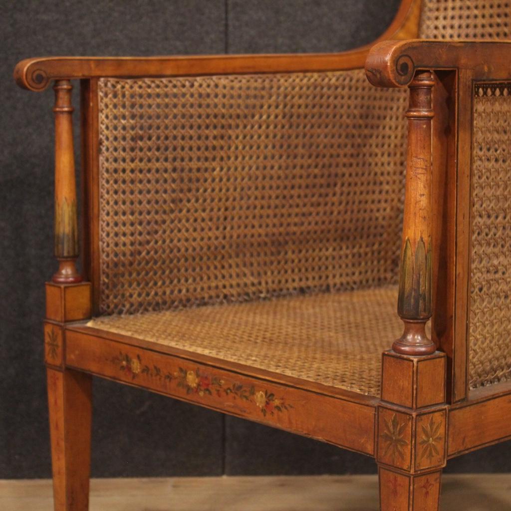 20th Century Fruitwood and Cane English Armchair Chair, 1930 4