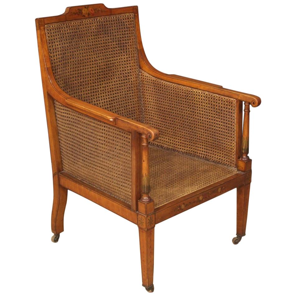 20th Century Fruitwood and Cane English Armchair Chair, 1930