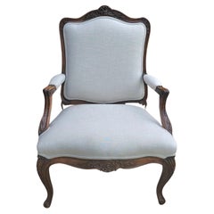 20th Century Fruitwood and Upholstered Provincial Style Bergere Chair