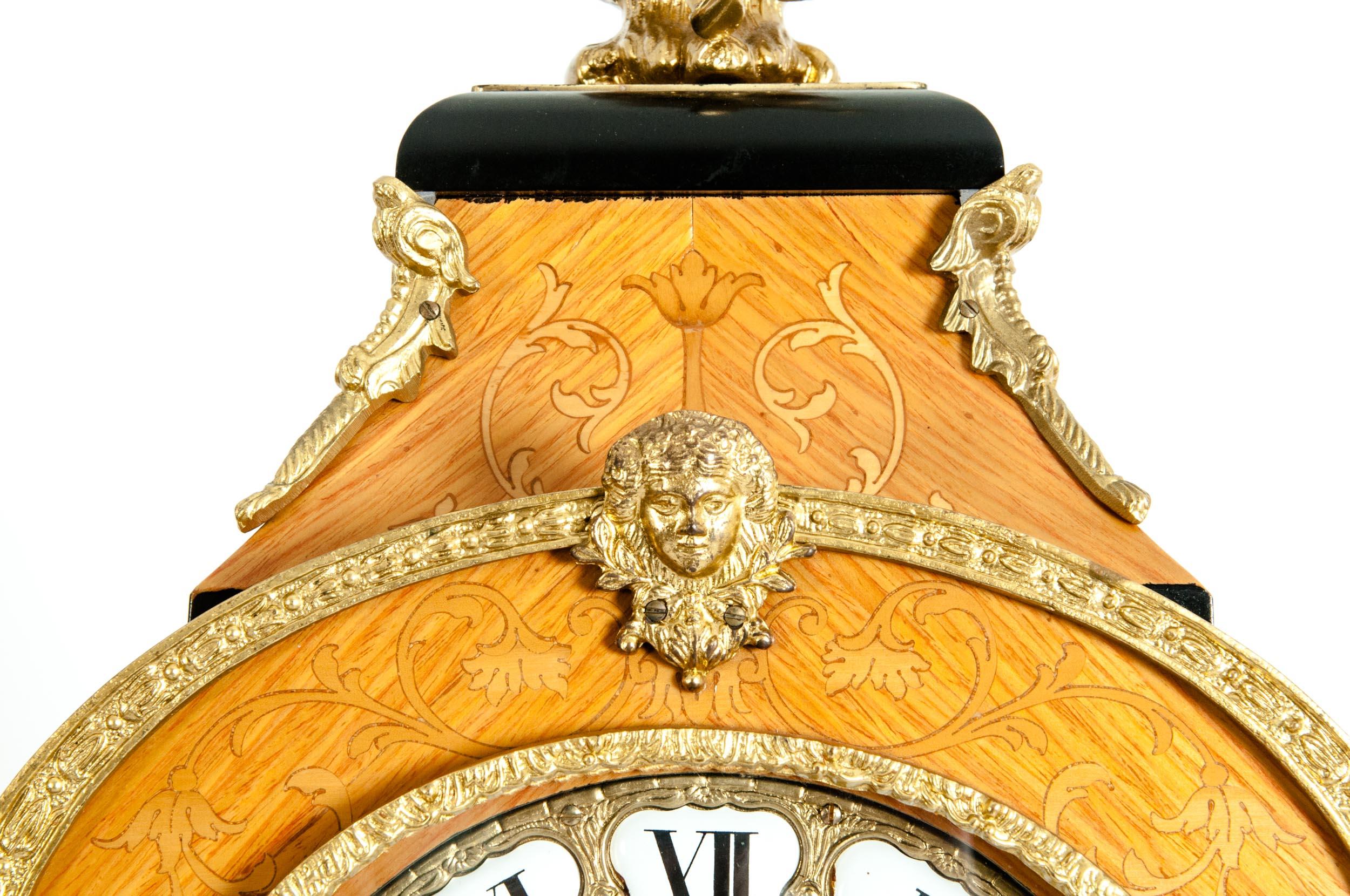 20th Century Fruitwood Veneer Case Tiffany Mantel Clock / Pedestal 2
