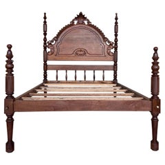 Letto completo del XX secolo, letto a baldacchino originale spagnolo con lastre di Wood