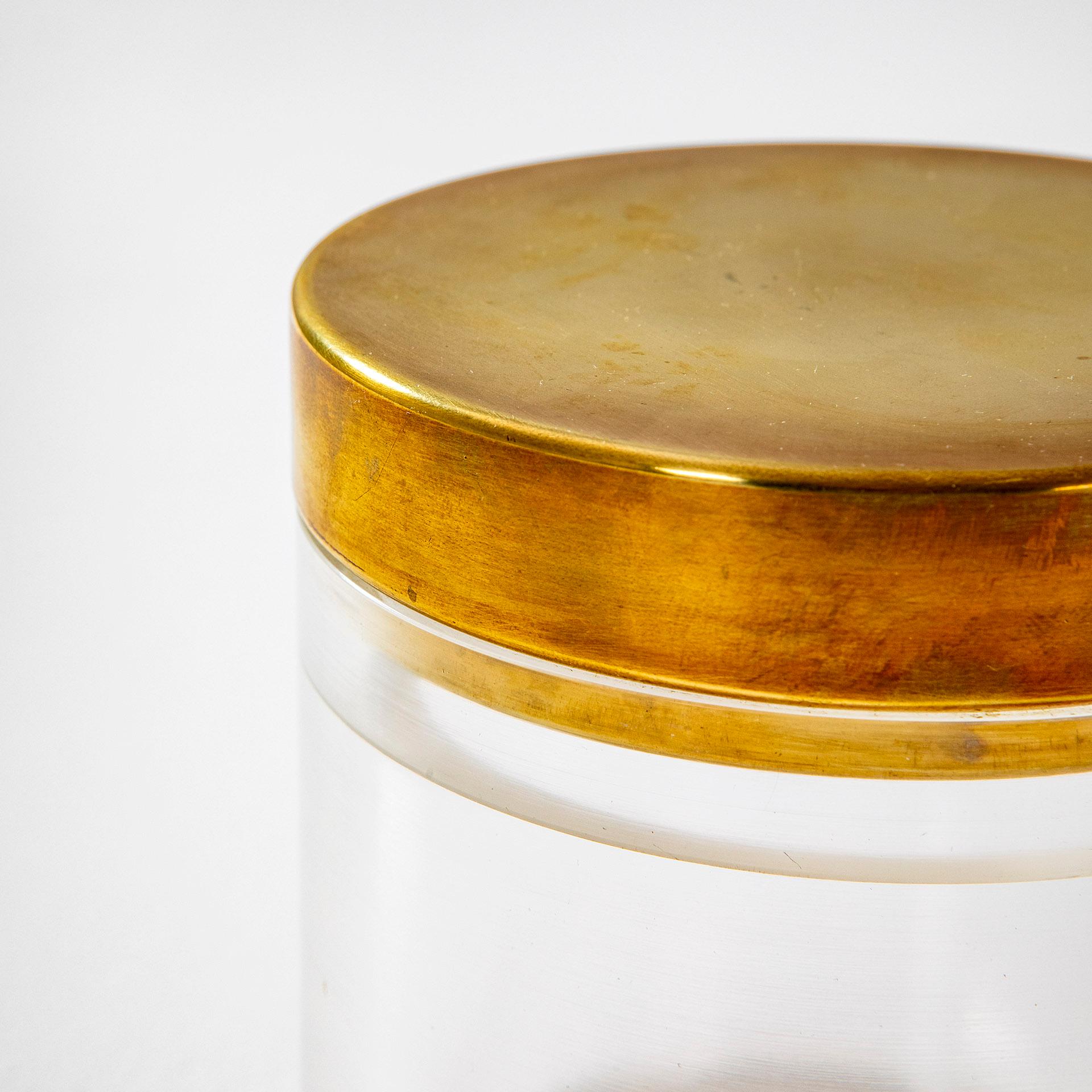 Italian 20th Century Gabriella Crespi Decorative Box in Brass and Plexiglass '70s For Sale