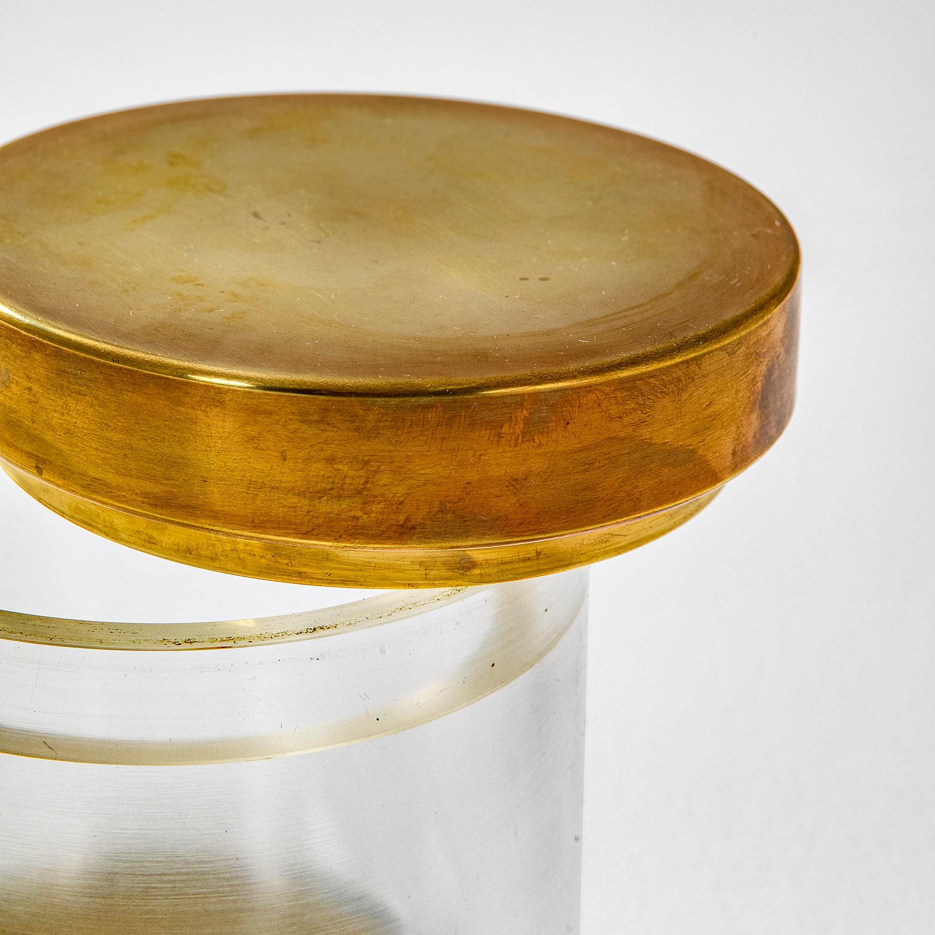 20th Century Gabriella Crespi Decorative Box in Brass and Plexiglass '70s In Good Condition For Sale In Turin, Turin