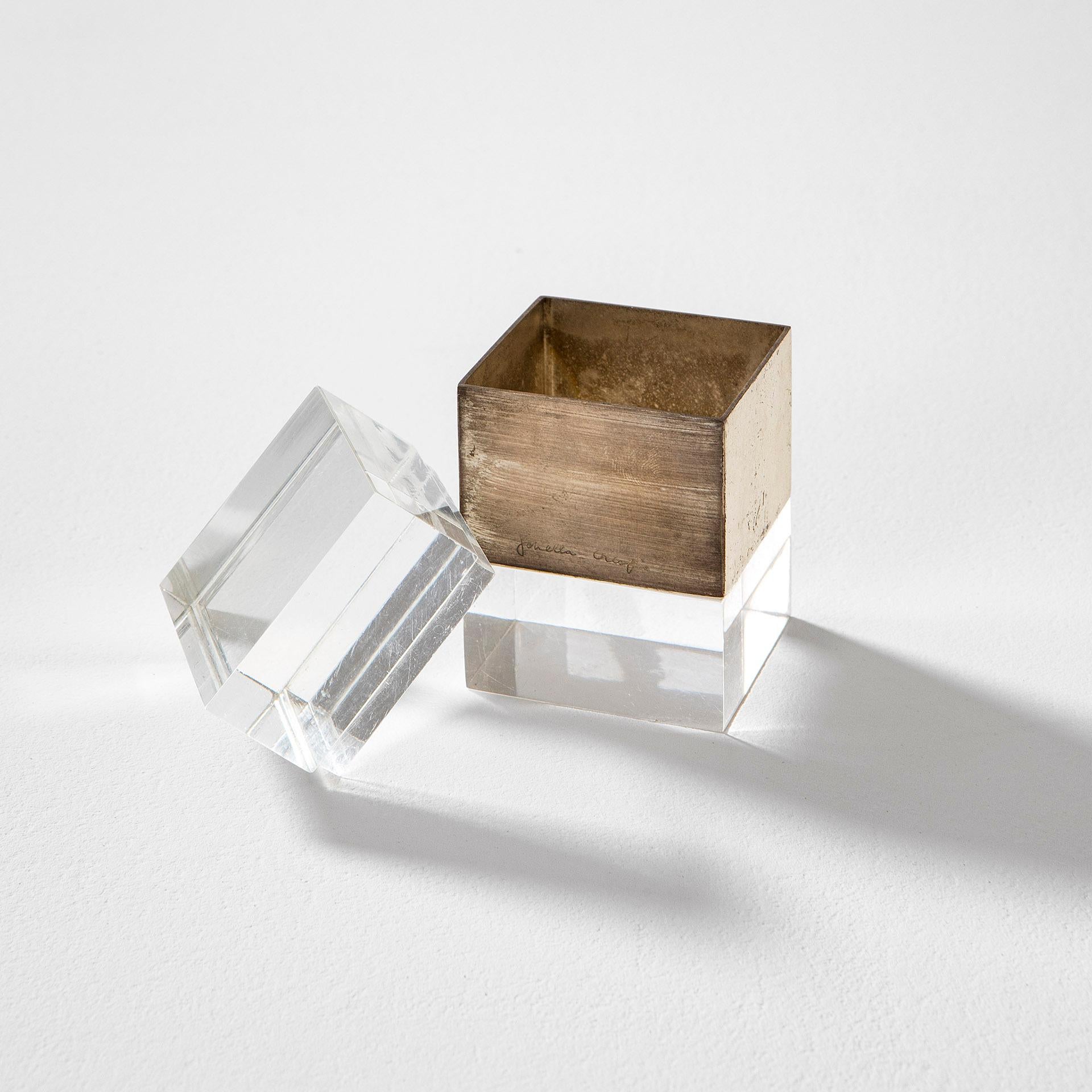 20th Century Gabriella Crespi Jewelry Box in Brass and Plexiglass '70s In Good Condition For Sale In Turin, Turin
