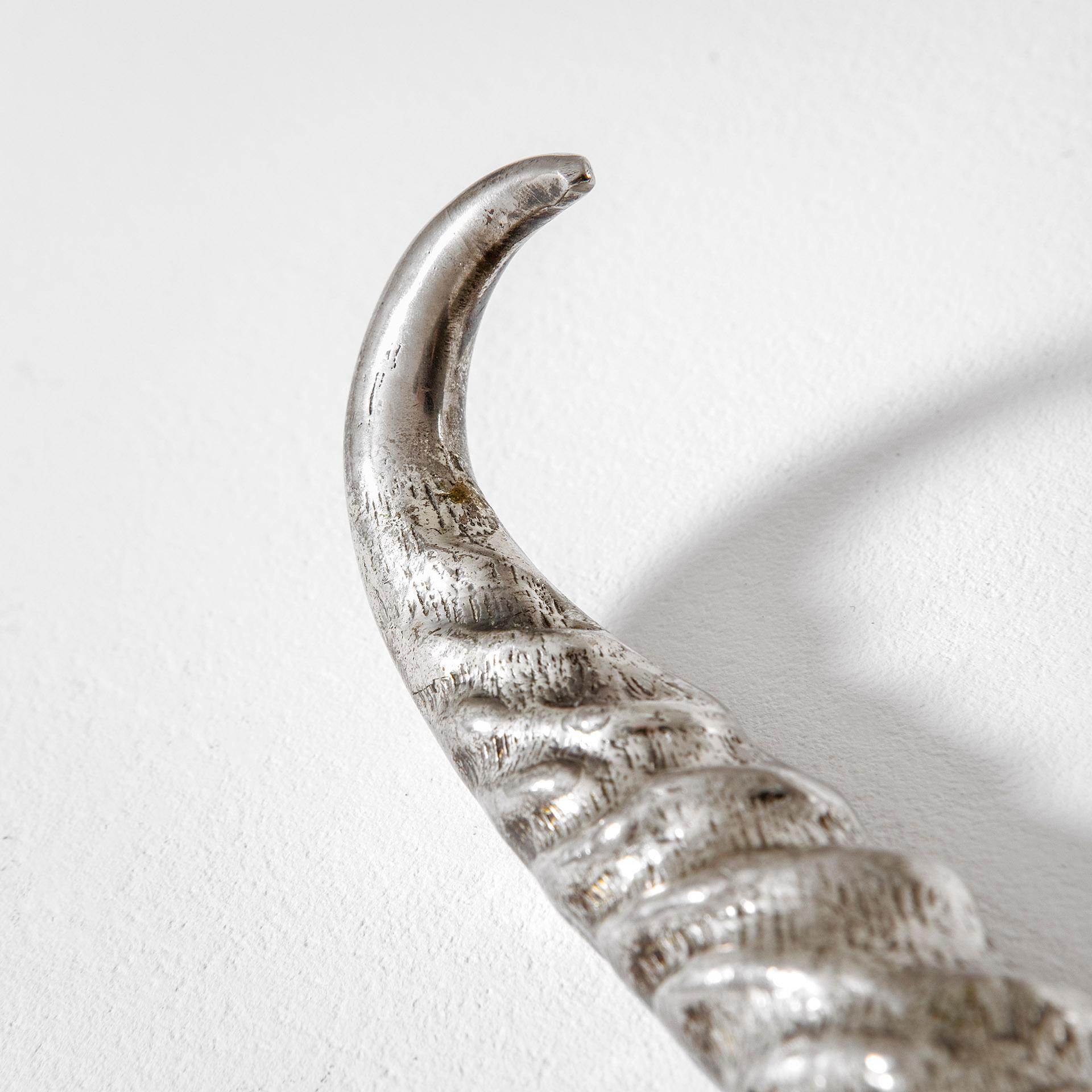 Italian 20th Century Gabriella Crespi Metal Letter Opener in Shape of Seahorse '70s For Sale