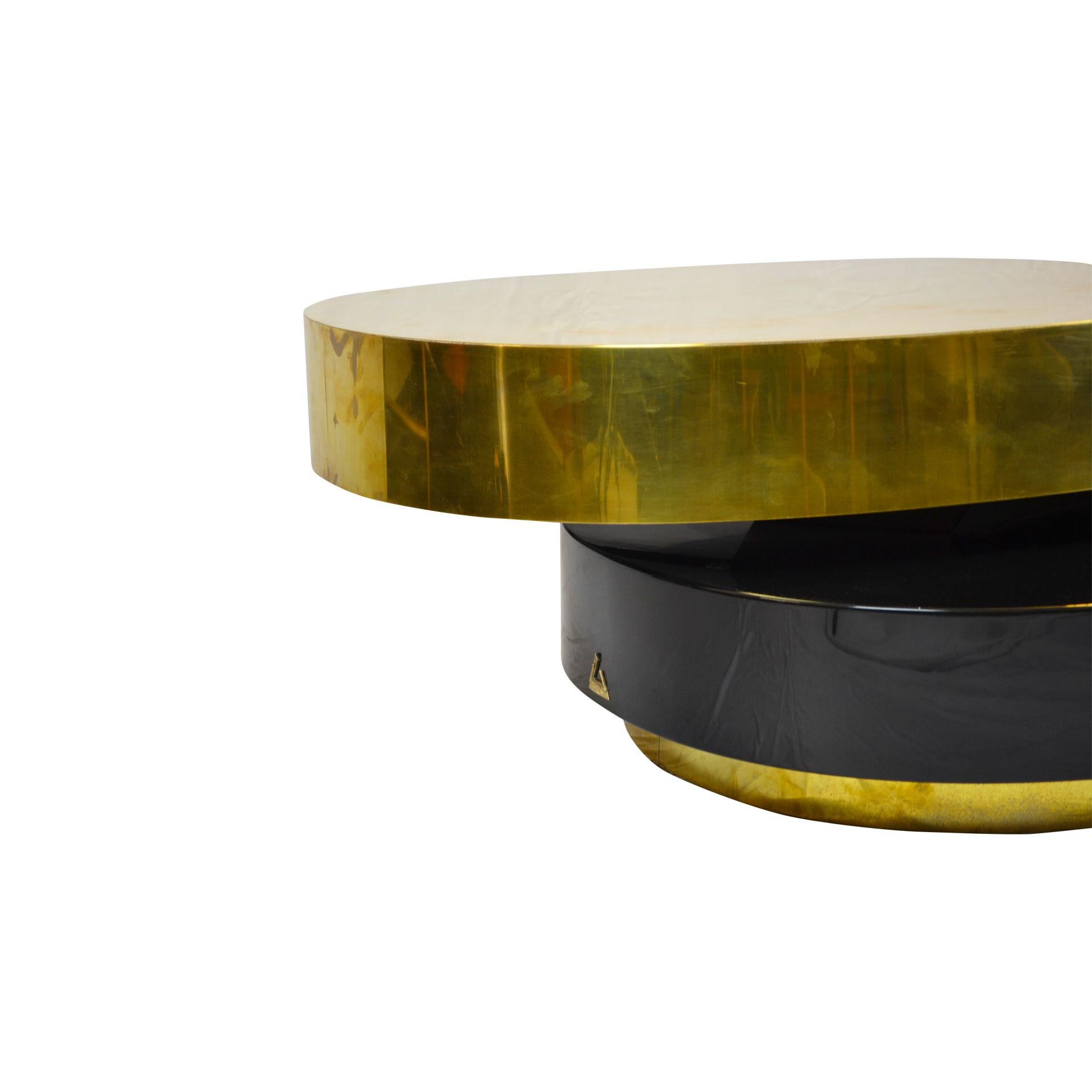 Bois 20th Century Gabriella Crespi Plurimi Coffe Table Lacquered wood and Brass