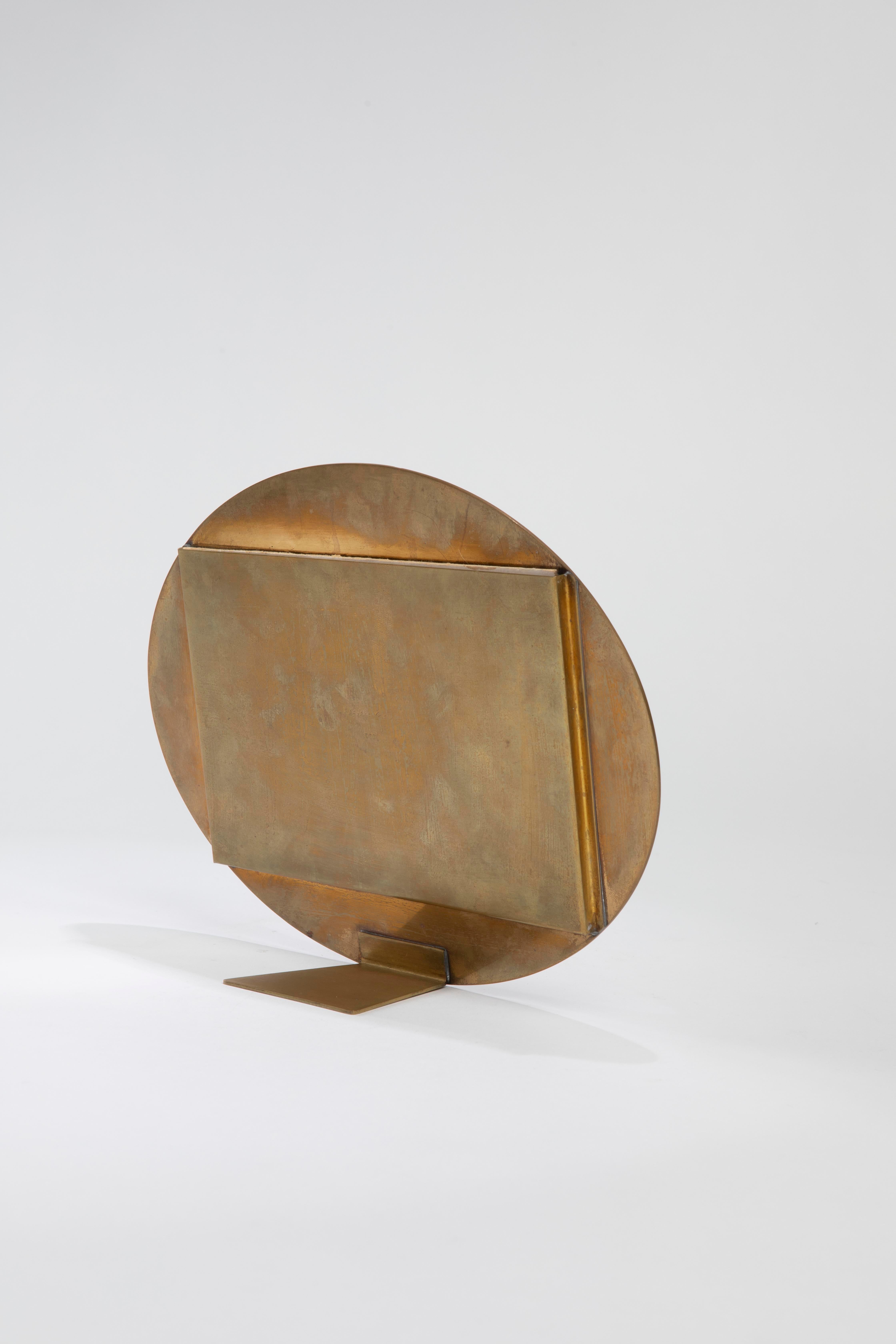 20th Century, Gabriella Crespi Round Photo Frame in Brass, 70s For Sale 6