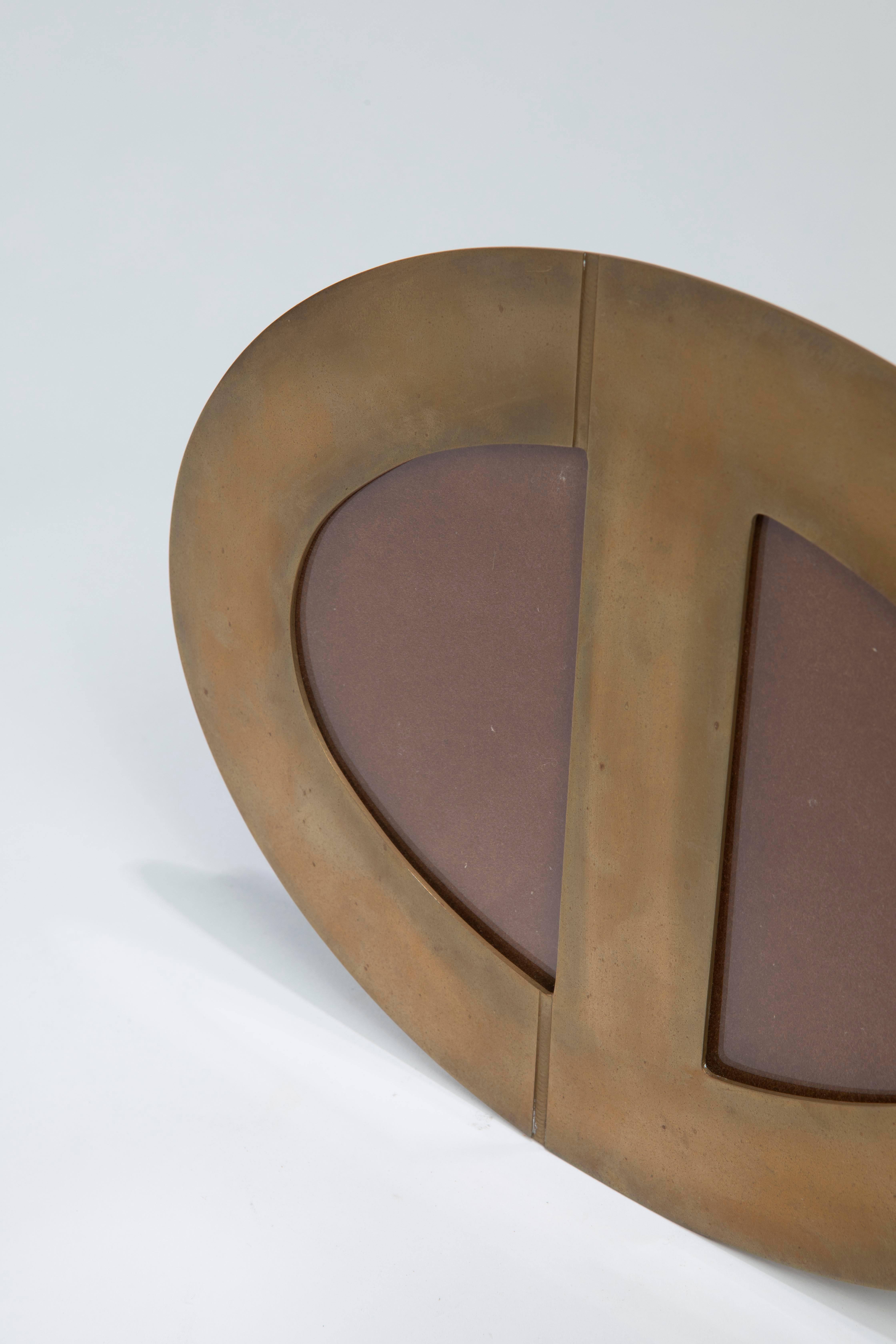 20th Century, Gabriella Crespi Round Photo Frame in Brass, 70s For Sale 2