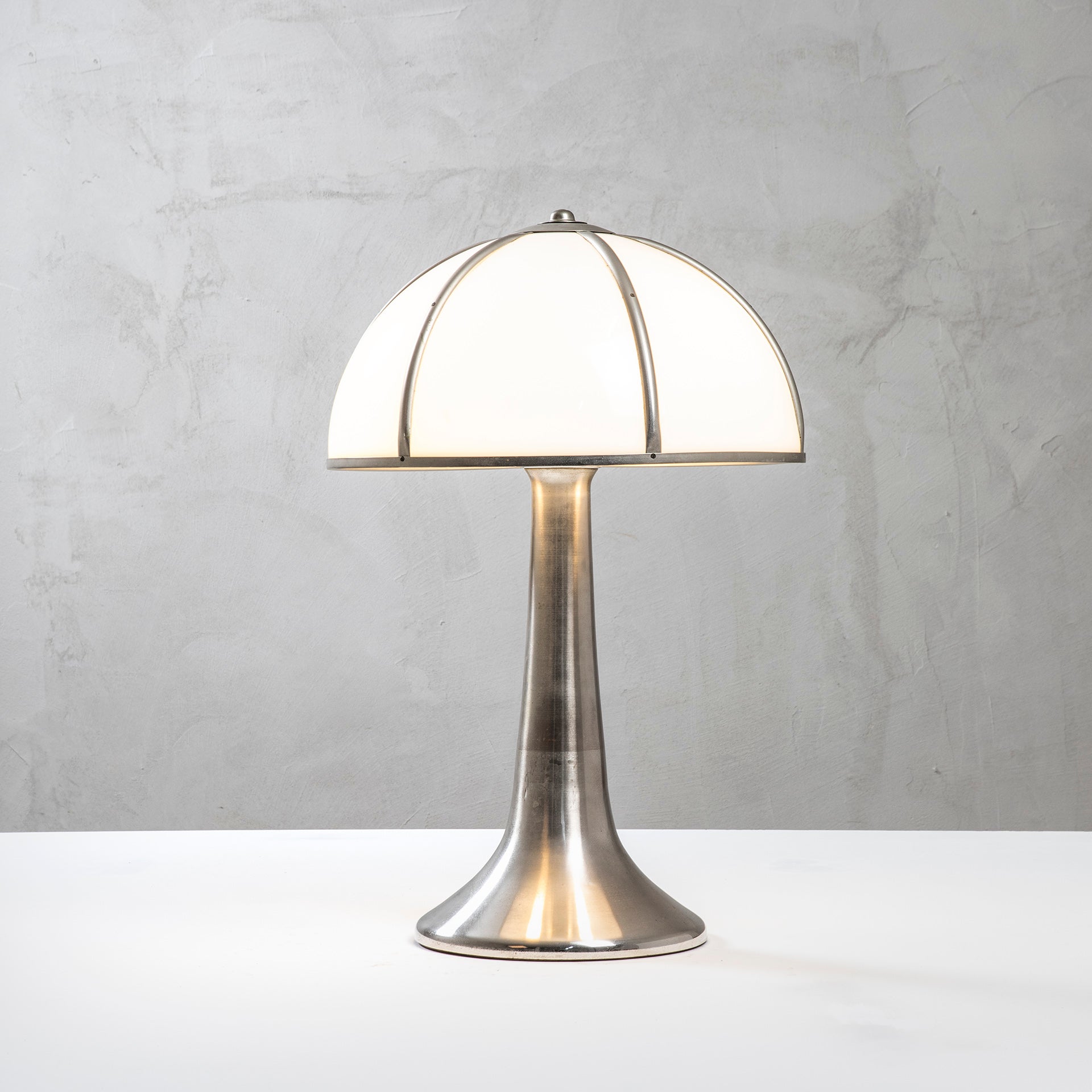 20th Century Gabriella Crespi Table Lamp Fungo in Nickelplated Brass and Perspex