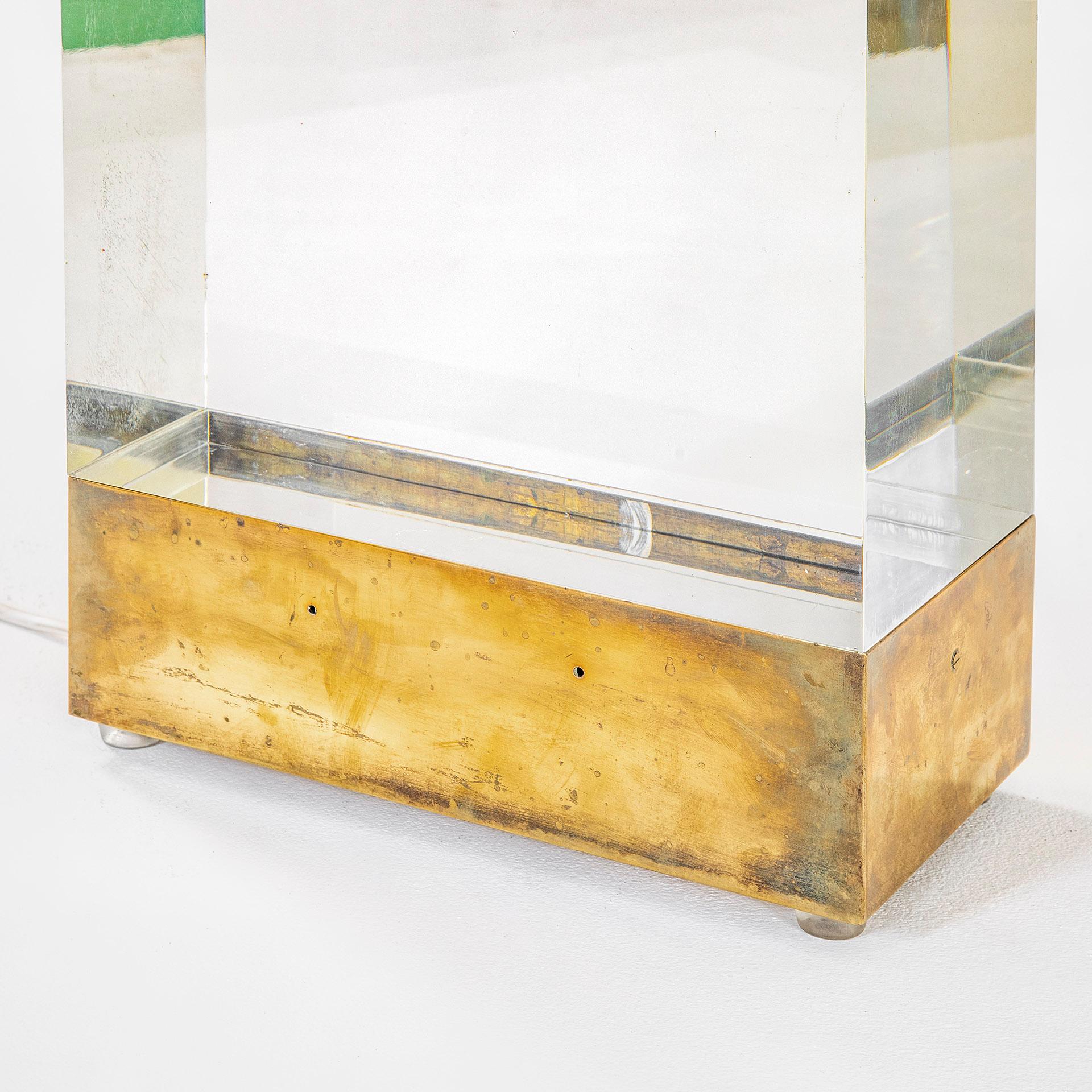 20th Century, Gabriella Crespi Table Lamp in Brass and Plexiglass, '70s For Sale 6