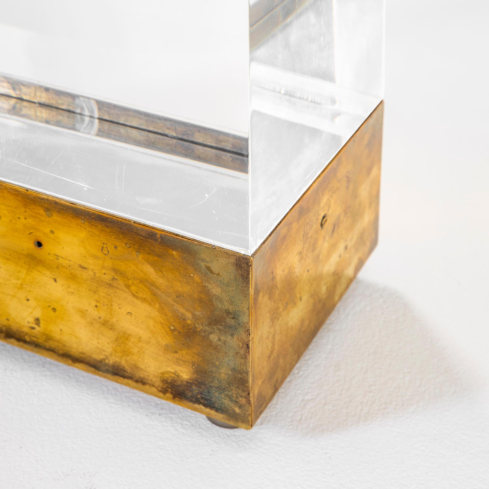20th Century Gabriella Crespi Table Lamp in Brass and Plexiglass, '70s For Sale 1