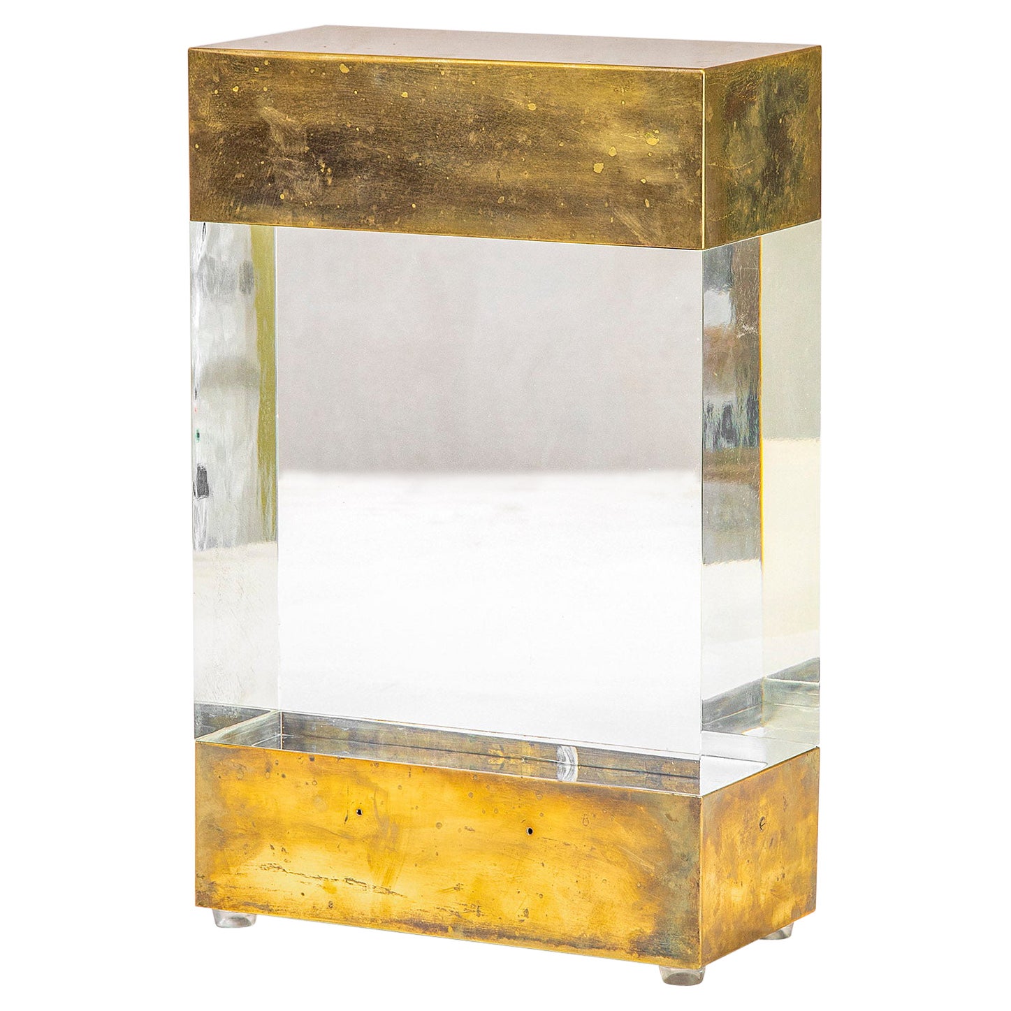 20th Century, Gabriella Crespi Table Lamp in Brass and Plexiglass, 
70s For Sale
