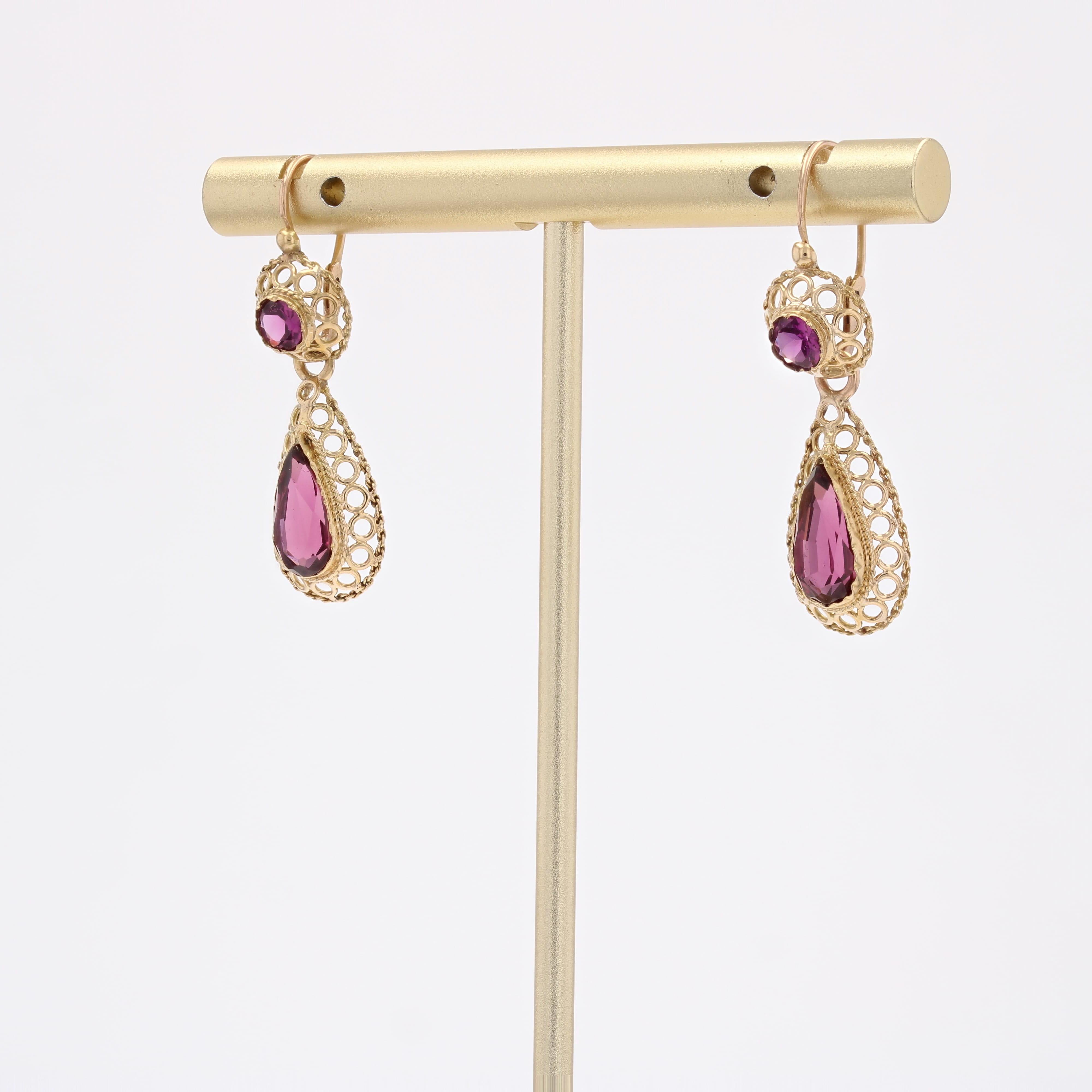 Belle Époque Orecchini a pendente in oro giallo 18 carati con granato del XX secolo in vendita