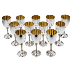 20th Century Garrard & Co Solid Silver Set of 12 Goblets, Anthony Elson, c.1977