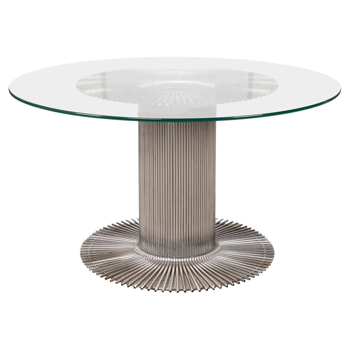 Table de salle à manger du 20ème siècle Gastone Rinaldi pour RIMA ajourée en métal et verre C.1970