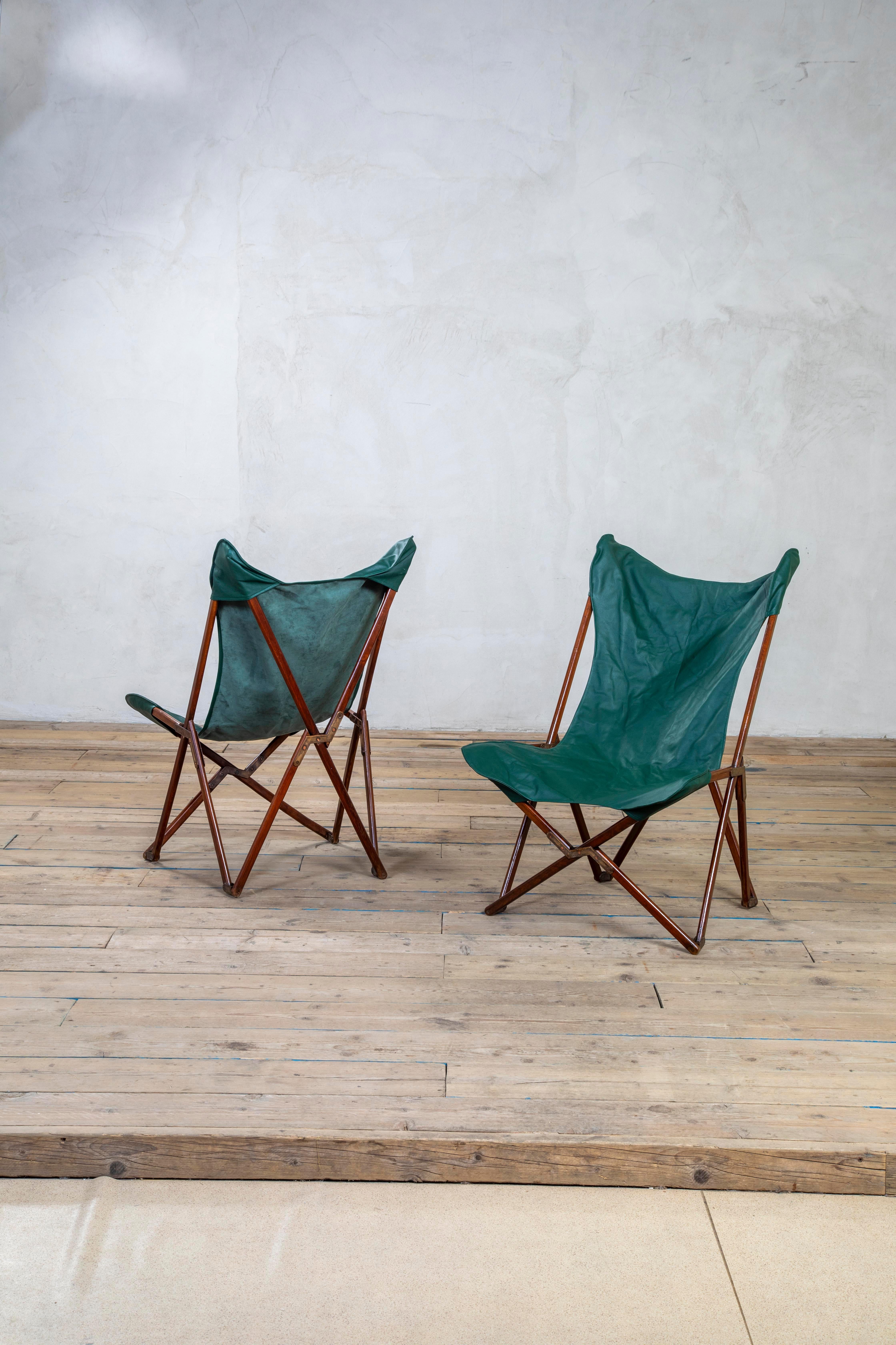 20th Century, Gavina Studio Pair of Leather Chairs mod. Tripolina For Sale 5
